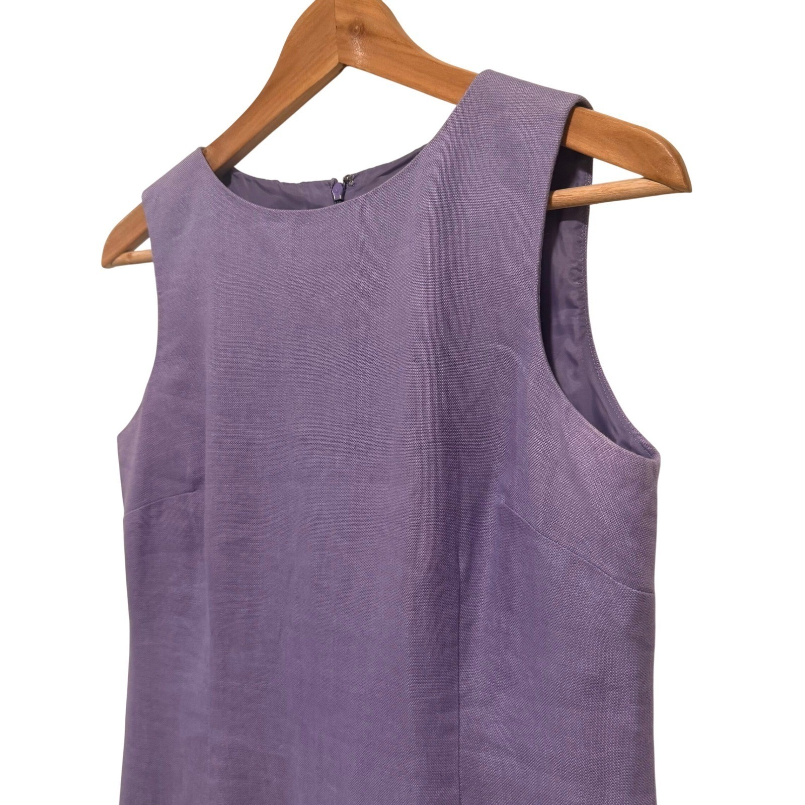 Talbots Irish Linen Sheath Dress Orchid Purple Sleeveless 8P Resort Wedding FLAW