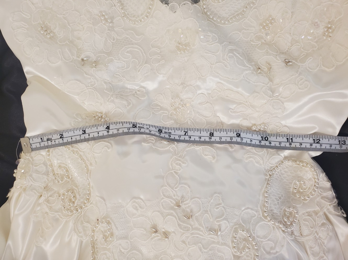 Vintage 80s Wedding Dress Sz Medium (12P?) Acetate Satin Long Sleeve High Neck