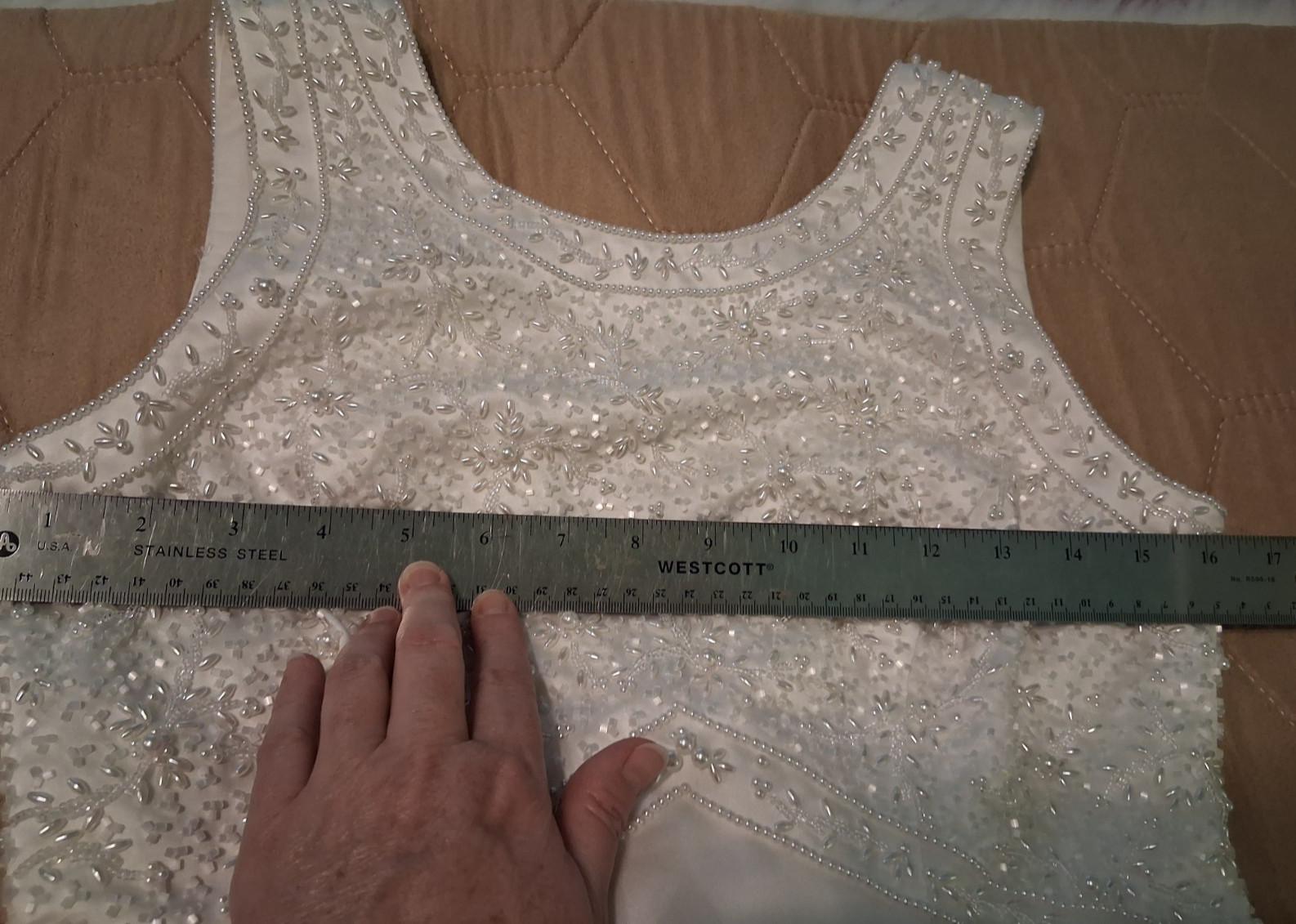Bonny Wedding Dress Gown Modest high neck white beaded Used size 8