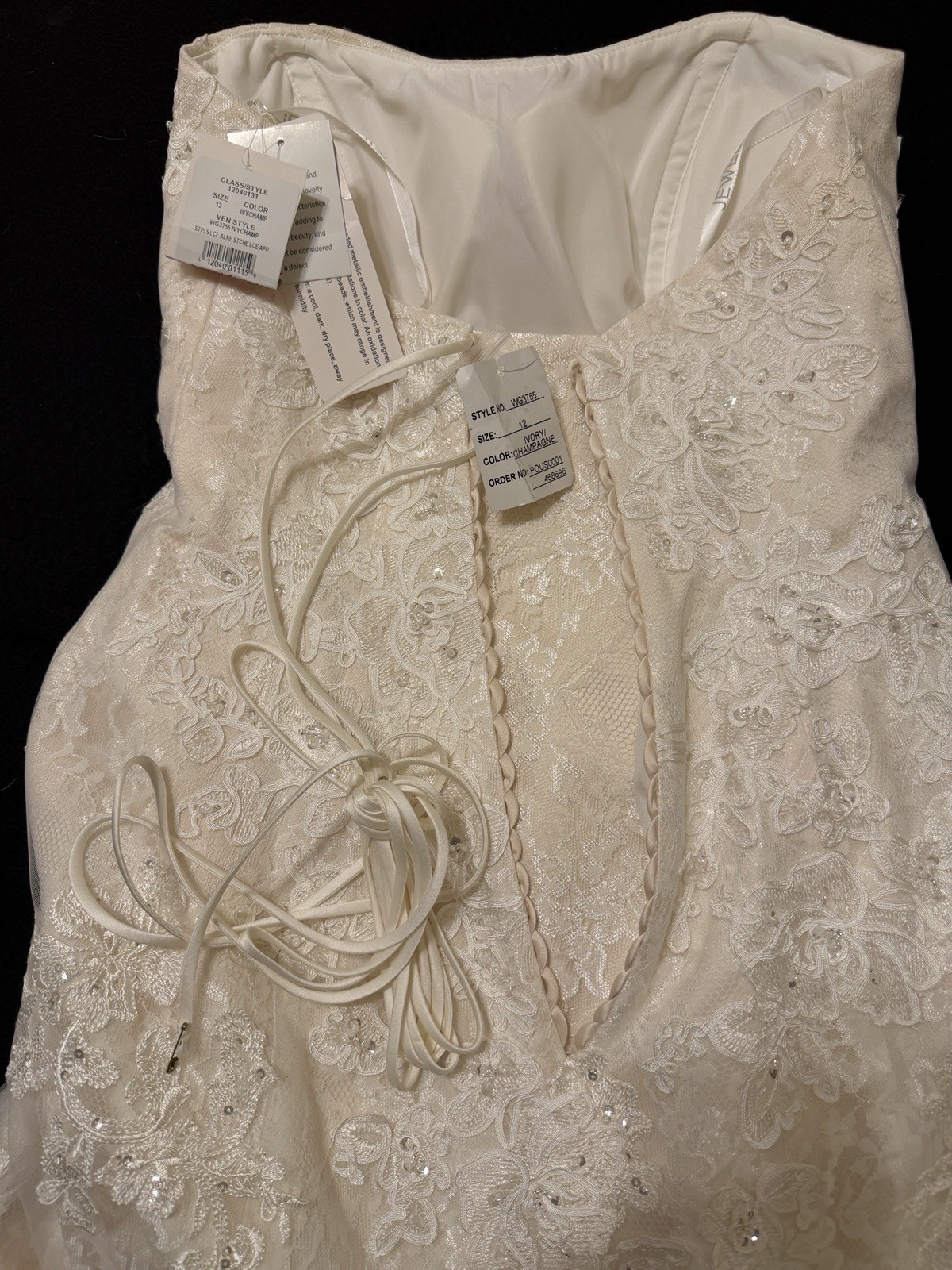 Jewel by David’s Bridal Strapless Sweetheart A-Line Lace Beaded Corset 12