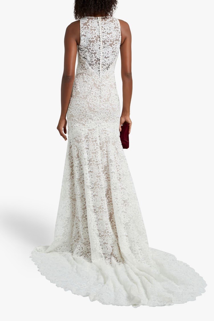 NWT Theia Button-embellished tulle and corded lace bridal gown Size 0