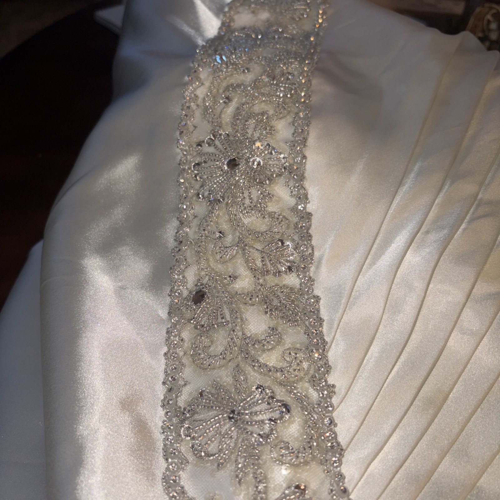 Galina Signature Halter Satin Wedding dress Bustle Train Ivory 10
