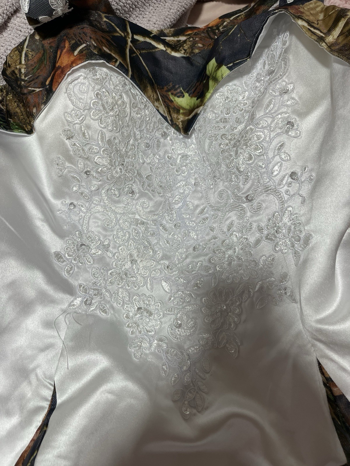 White & Camo Sleeveless Sweetheart A-Line Full-Length Wedding Dress