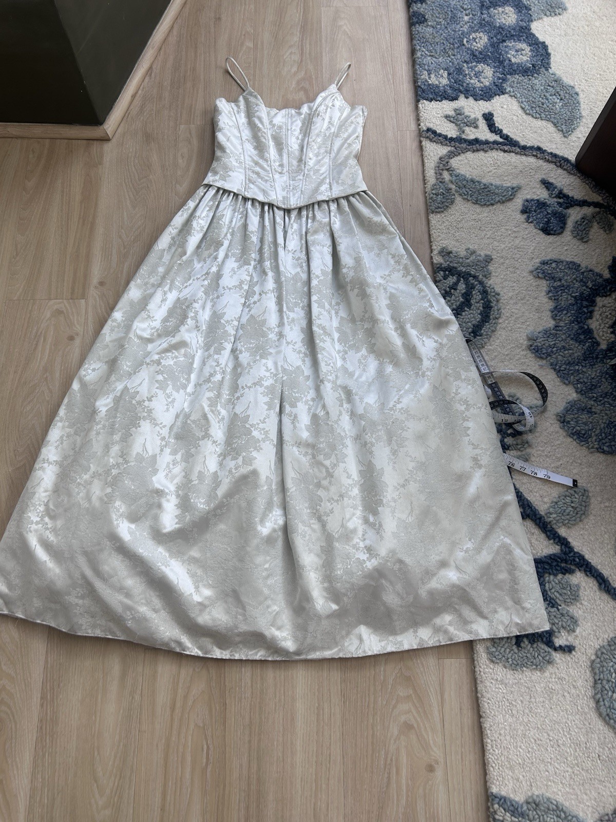 Scott McClintock Ivory Jacquard Lace Corset A-Line Full-Length Dress 10