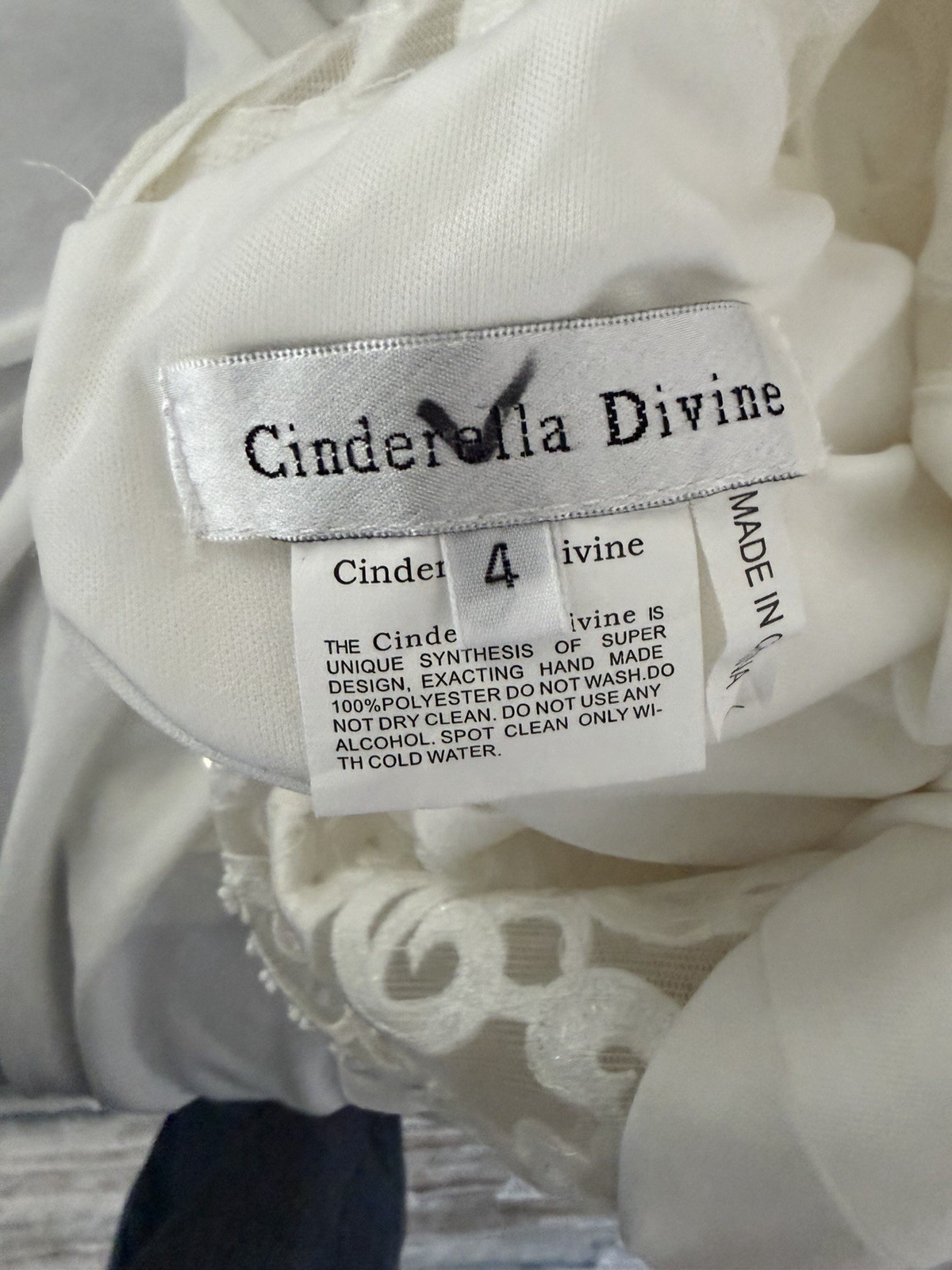 Cinderella Divine White Lace Sleeveless V-Neck Long Wedding Dress 4