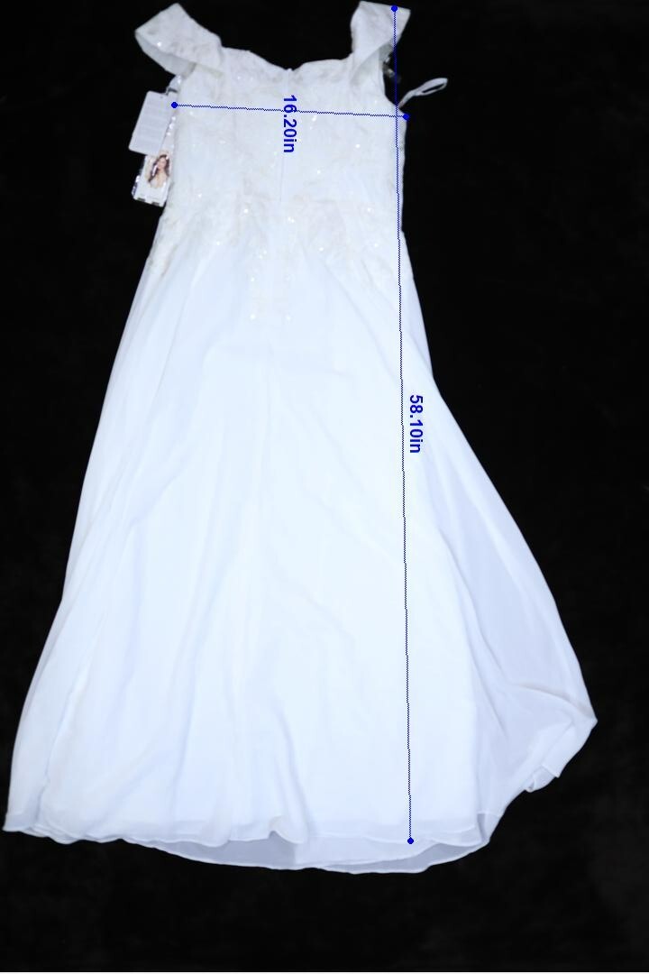 JJs House Ivory Embroidered Floral Sequins Sleeveless Long Wedding Dress 14