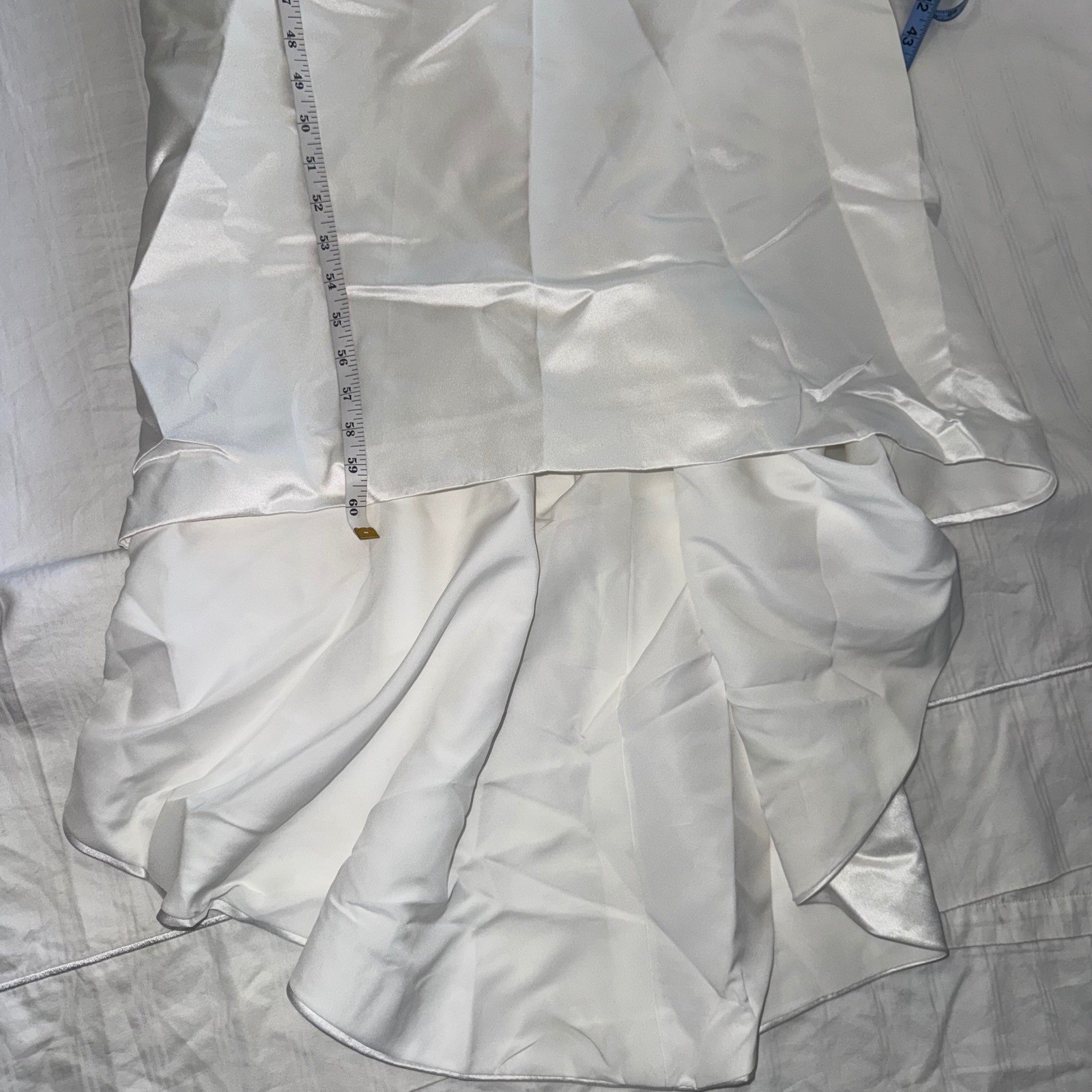 Hebeos White Satin Wedding Gown Square Neck Open Back Mermaid Bridal Dress XS