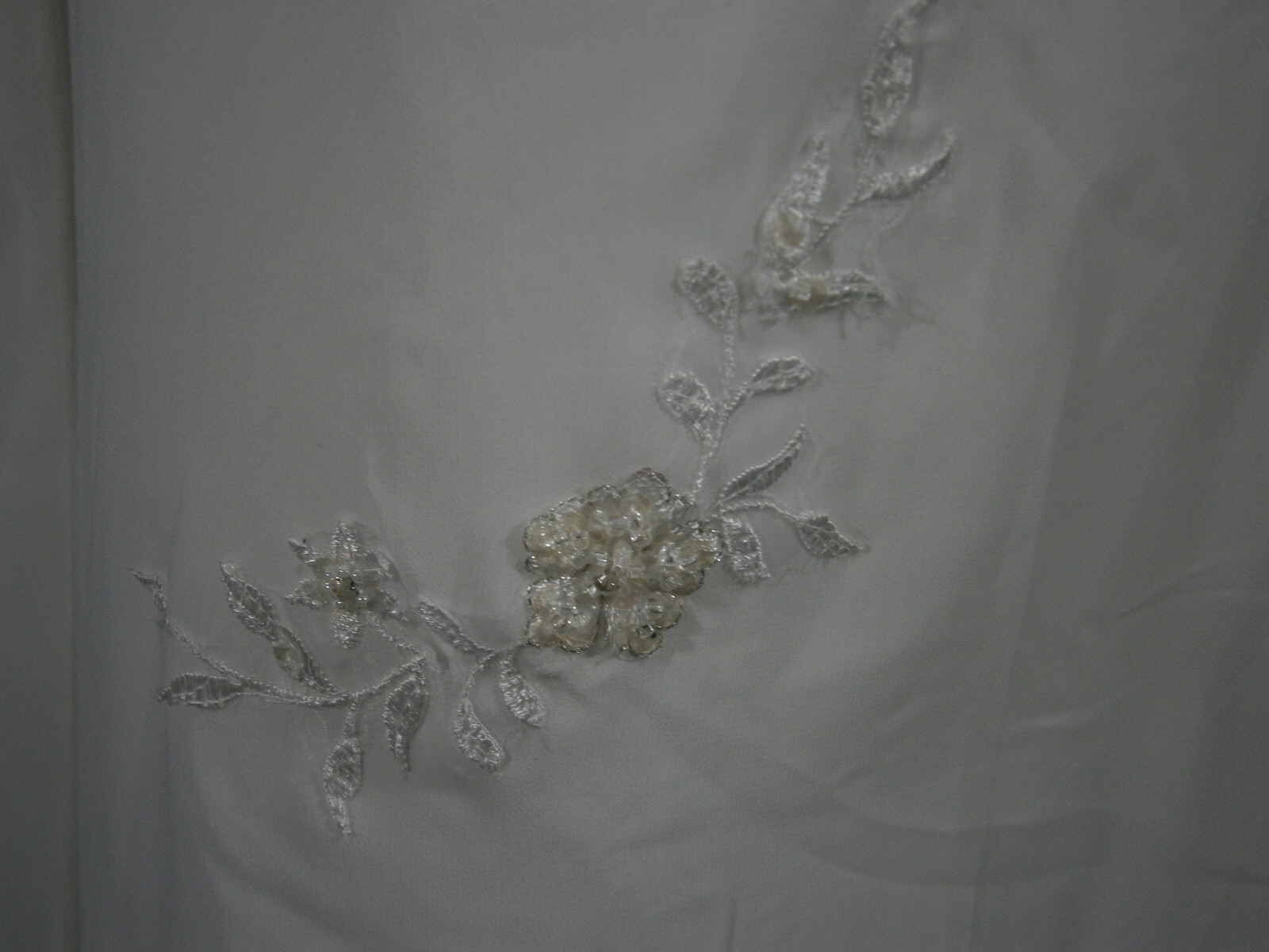 D. Michalik Wedding Dress Off-White Chiffon Strapless Beaded Gold Sequins Train