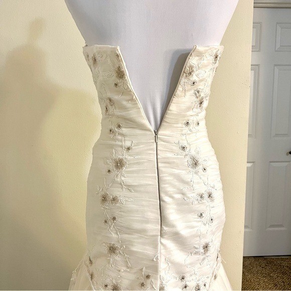 Light Champagne Mermaid Wedding Dress Lace sequin embroidered Fishtail size XS