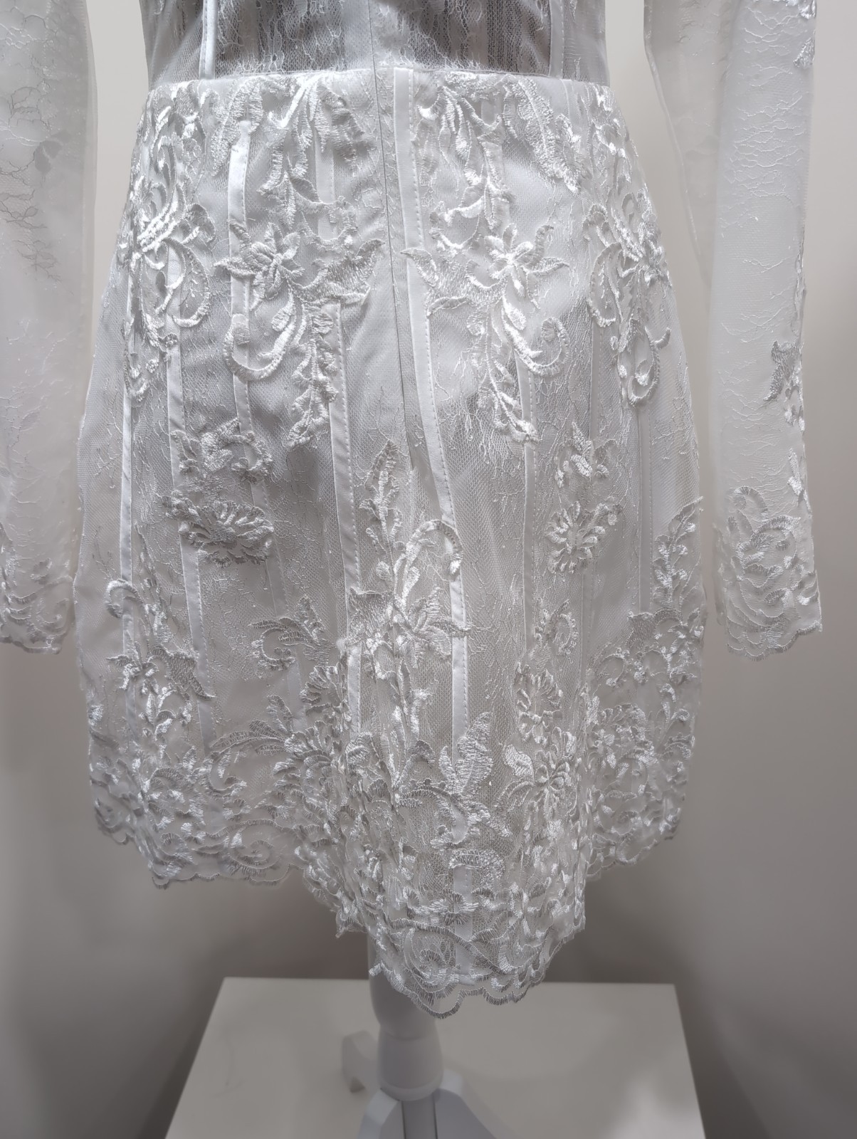 Women’s White Lace Applique High Neck Short Wedding Dress Angel Whimsy Coquette