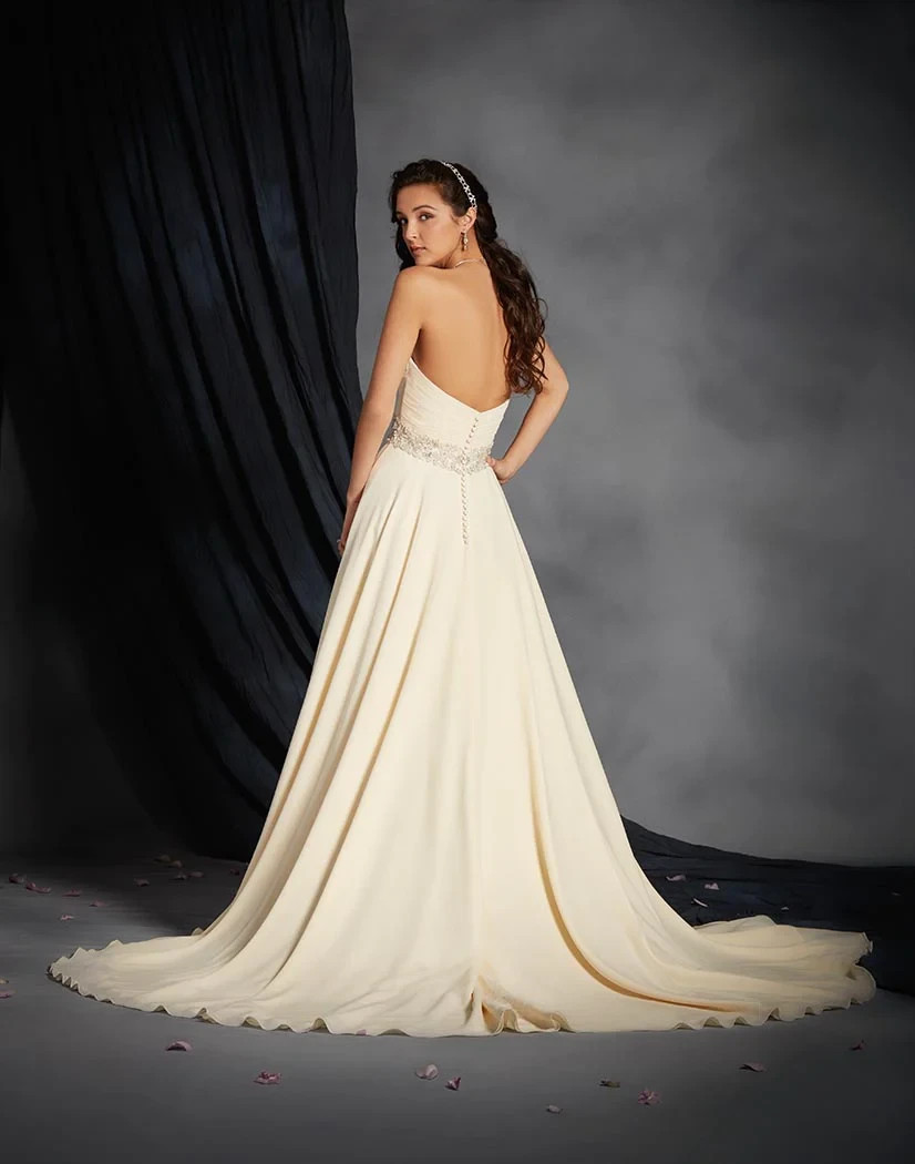 Alfred Angelo Champagne Embellished Strapless Wedding Gown Size 14 $1599