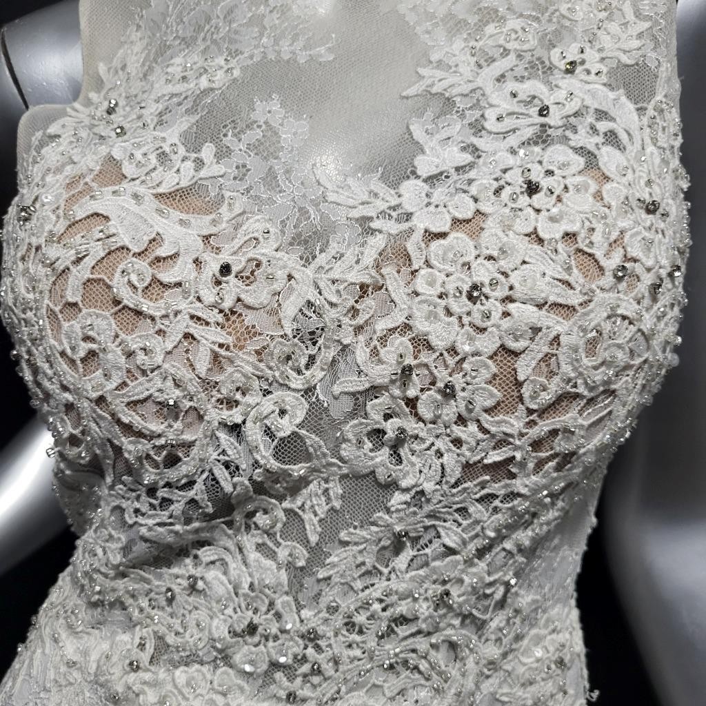 NWT~$1595~JOVANI~SZ 4~IVORY OFF WHITE LACE RHINESTONE EMBELLISHED WEDDING DRESS
