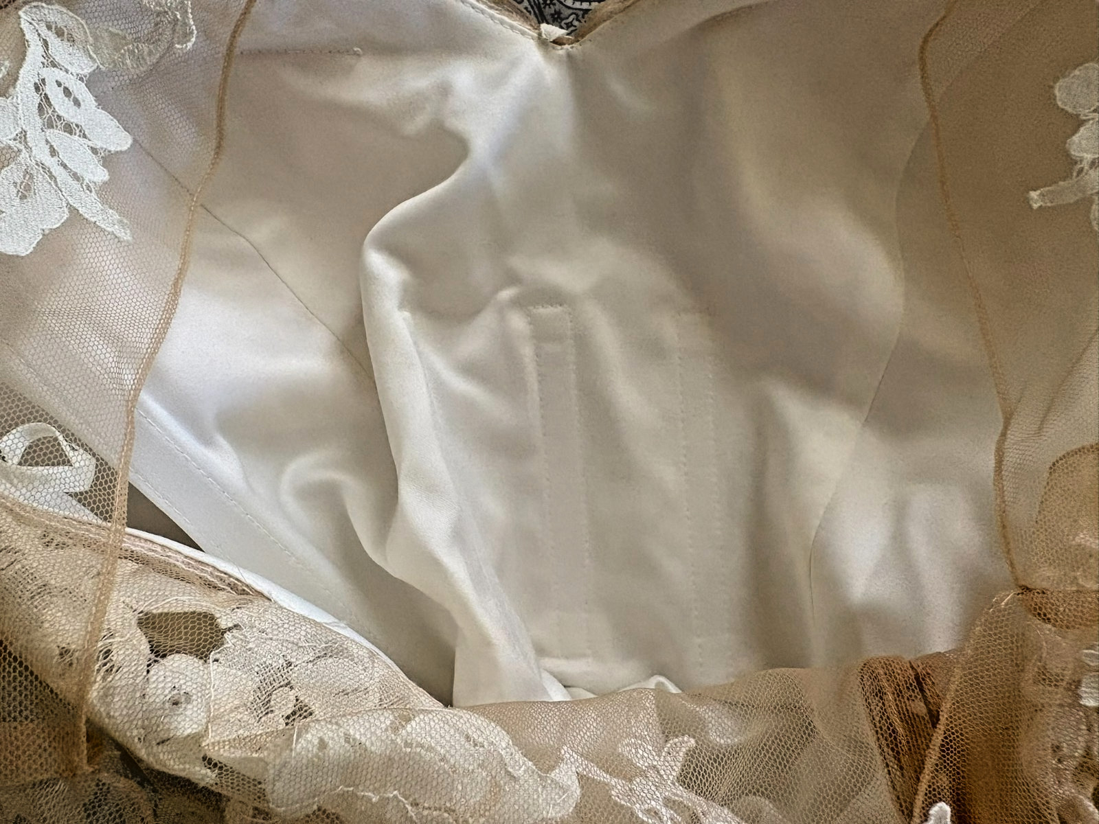 Provnias PrimaDonna Ivory and Beige A Line Size 12 (AU) Wedding Dress