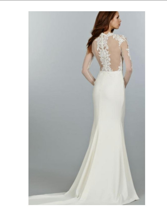 Tara Keely 2454 Long Sleeve Illusion Lace Applique sz 10 Modest Gala Oscar $3000