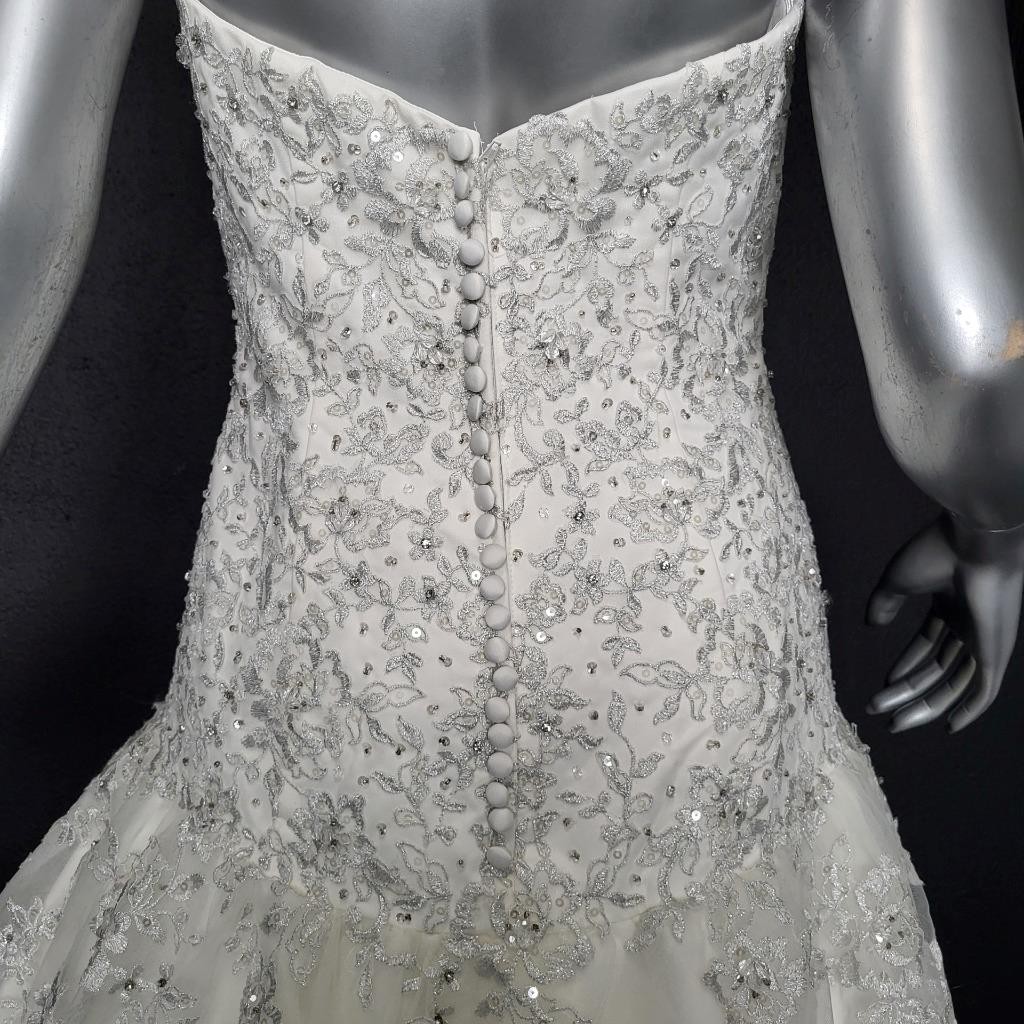 NWT~$1599~DA VINCI~SZ 6~IVORY STRAPLESS EMBELLISHED BALL GOWN WEDDING DRESS