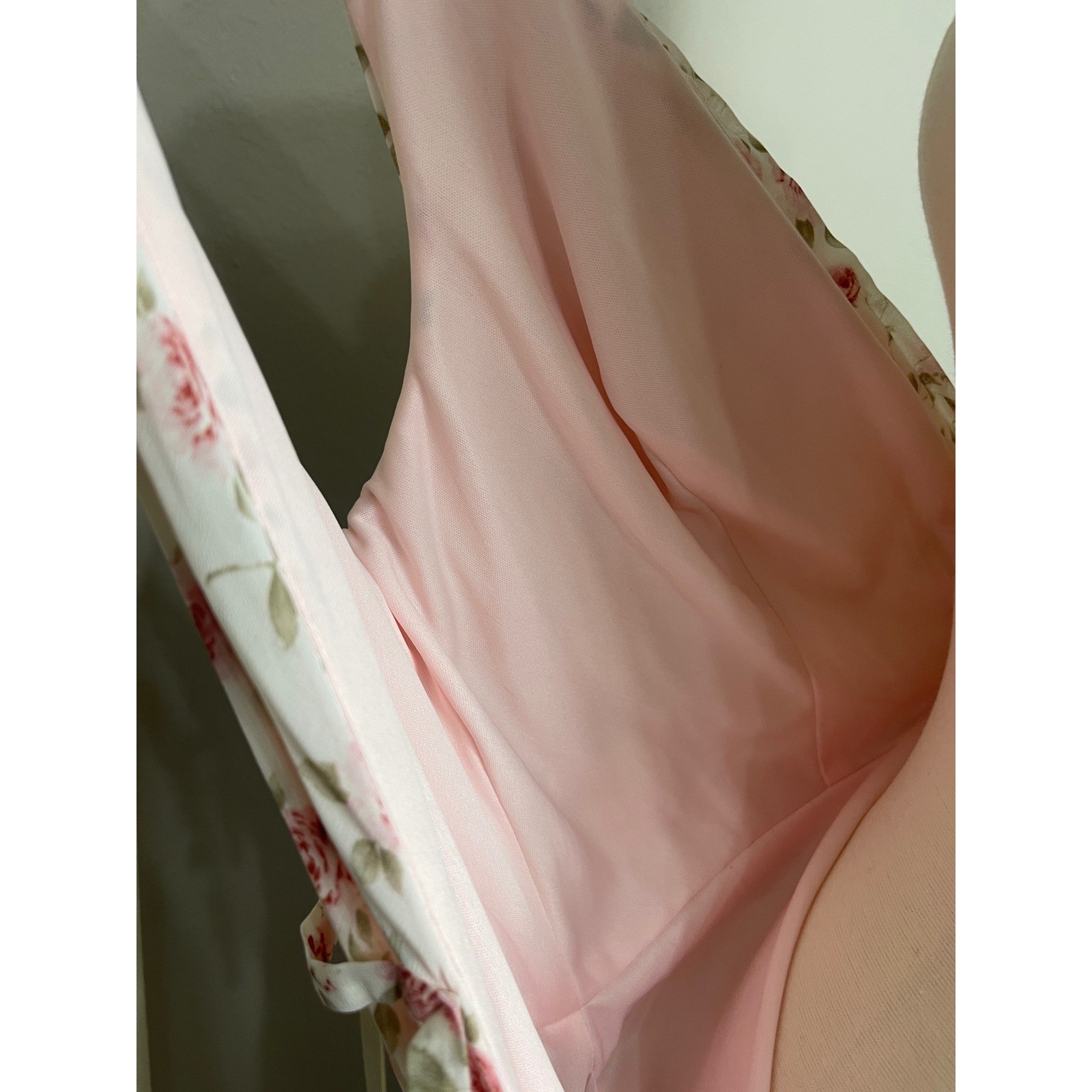Mac Duggal 50659 Pink Floral Maxi Dress Ruffle Tiered Plunge Formal Dress