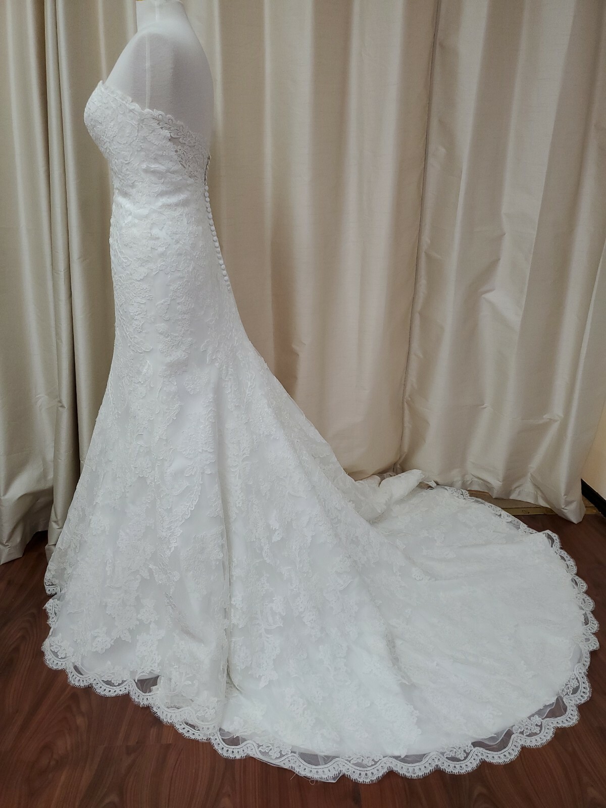 NEW Karelina Sposa Marys Bridal C8040 Trumpet Fit Flare Lace Wedding Dress Ivory