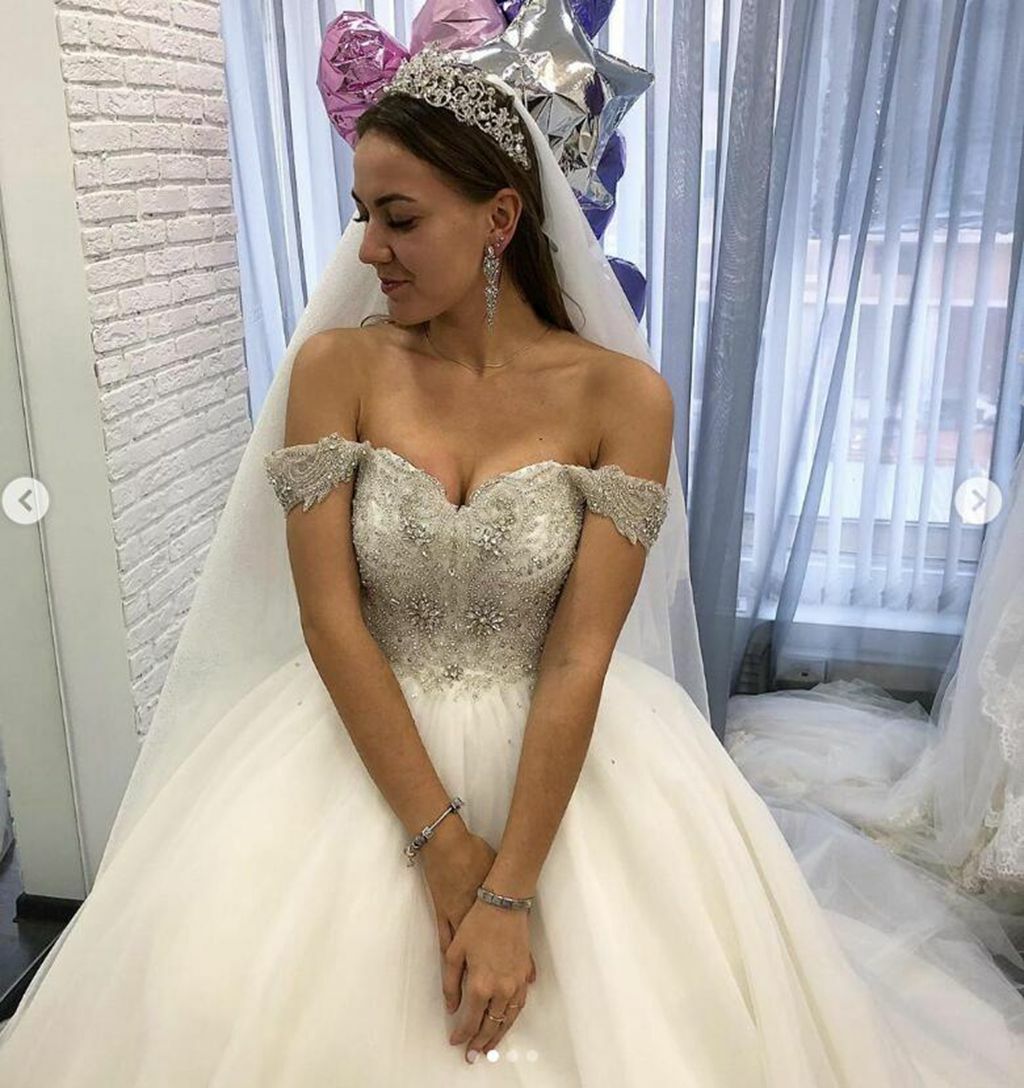 Princess Sparkly Crystal Beaded Wedding Dress Bridal Gown Corset Custom made NEW