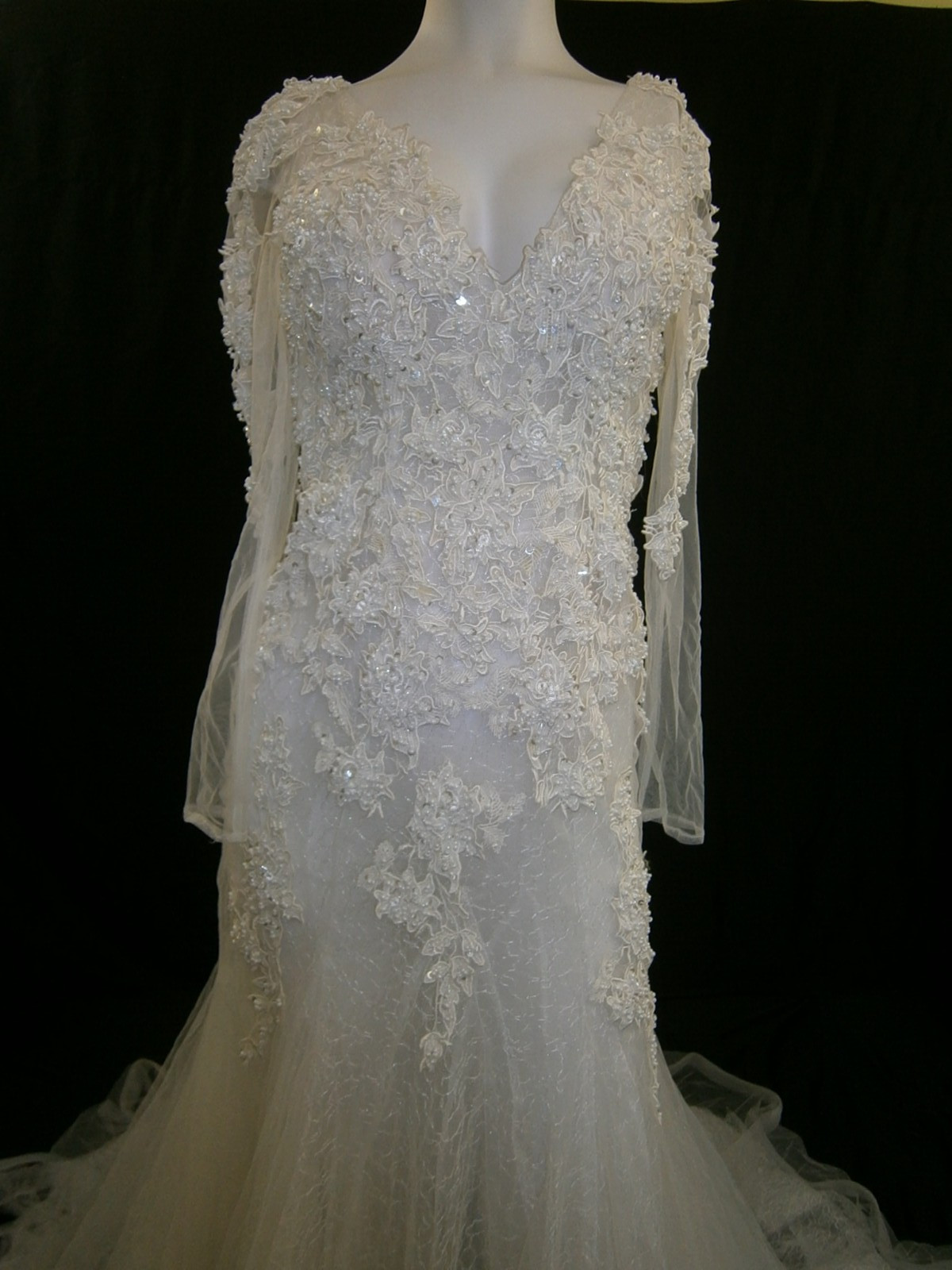 Claire Wedding Dress 4 Off-White Sparkle Tulle Lace Appliques Beaded Boho NEW