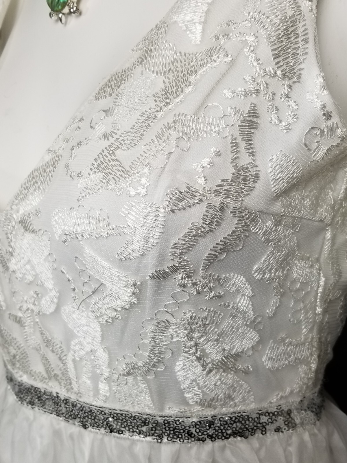 Unbranded Women’s Formal /Wedding White Delicate Lace Long Lined Maxi Dress Sz S