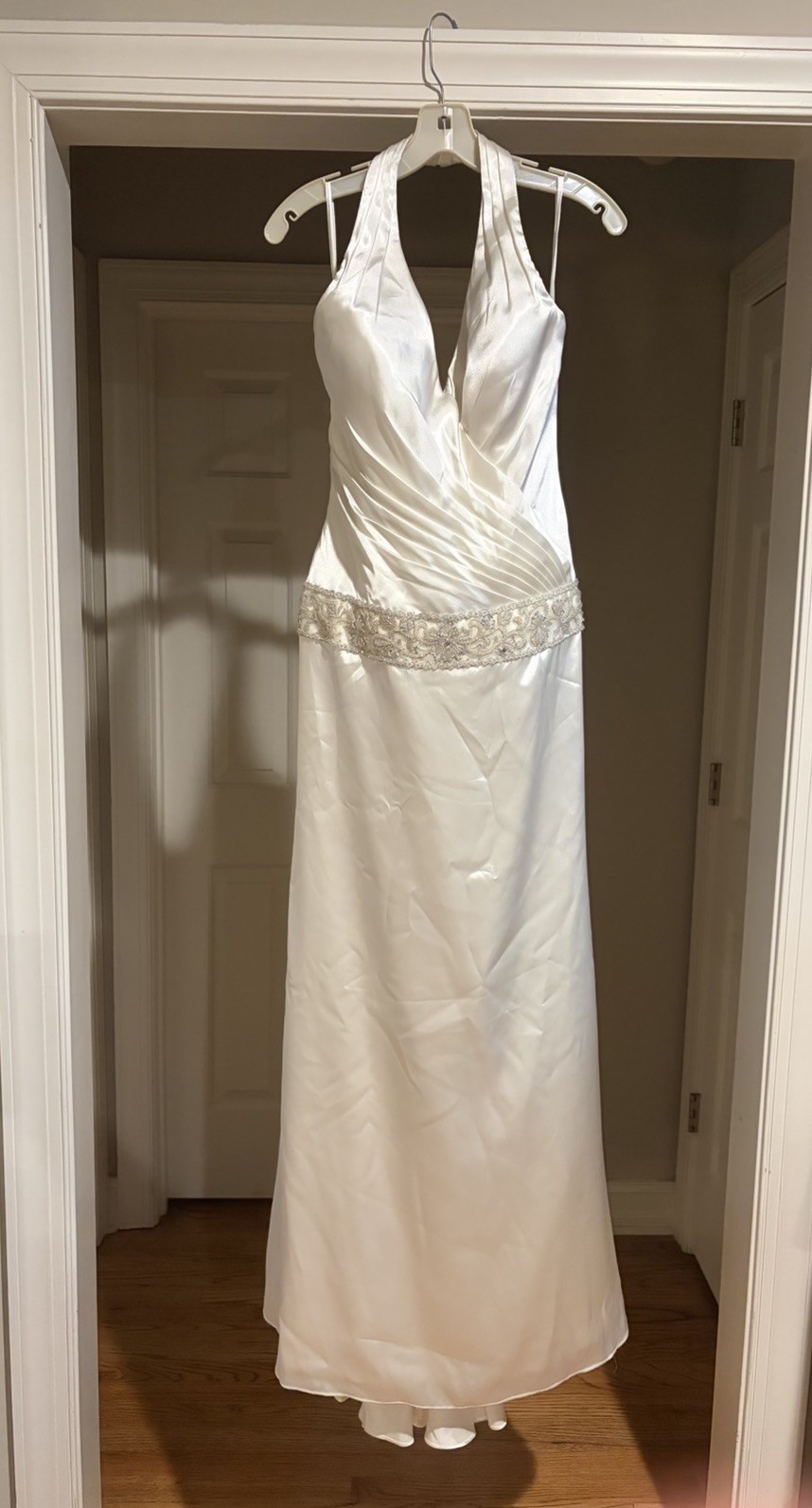 Galina Signature Halter Satin Wedding dress Bustle Train Ivory 10