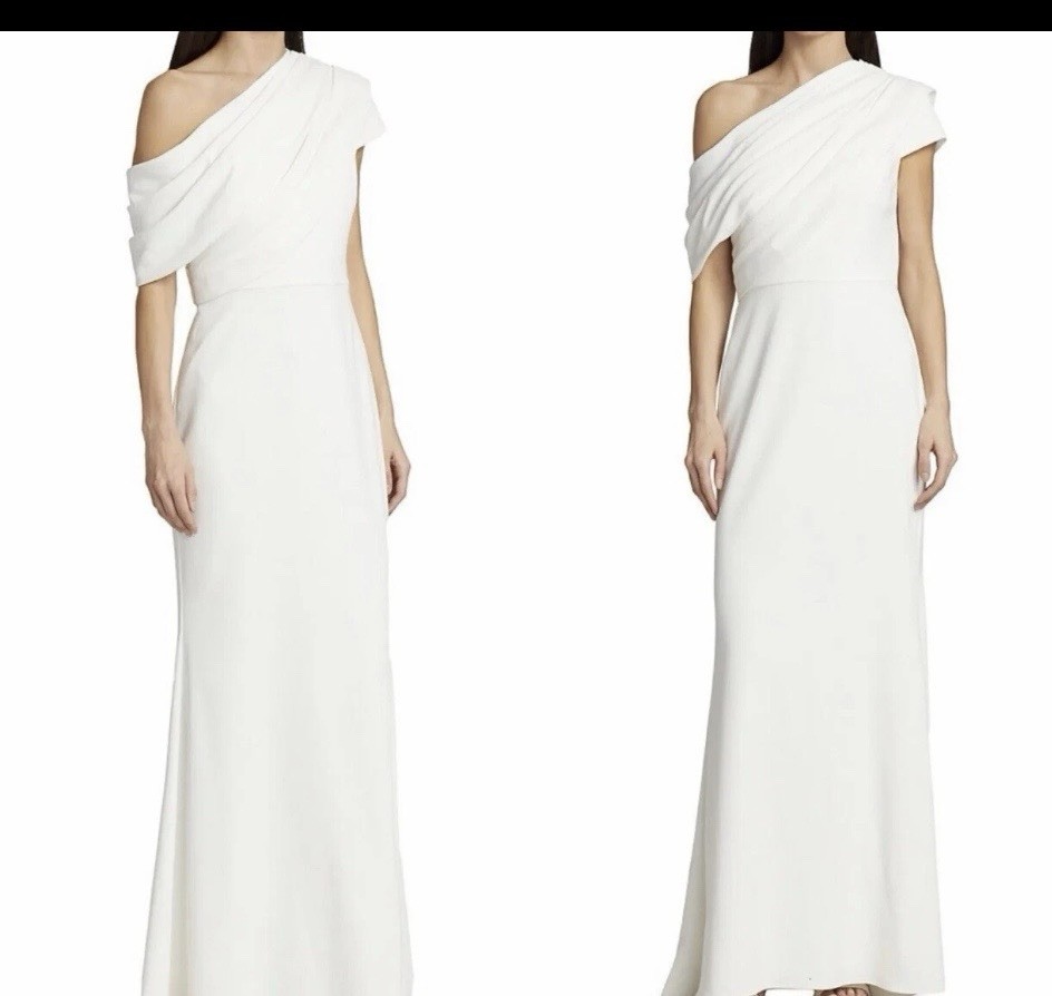 Witness of Love White One-Shoulder Column/Sheath Full-Length Wedding Dress
