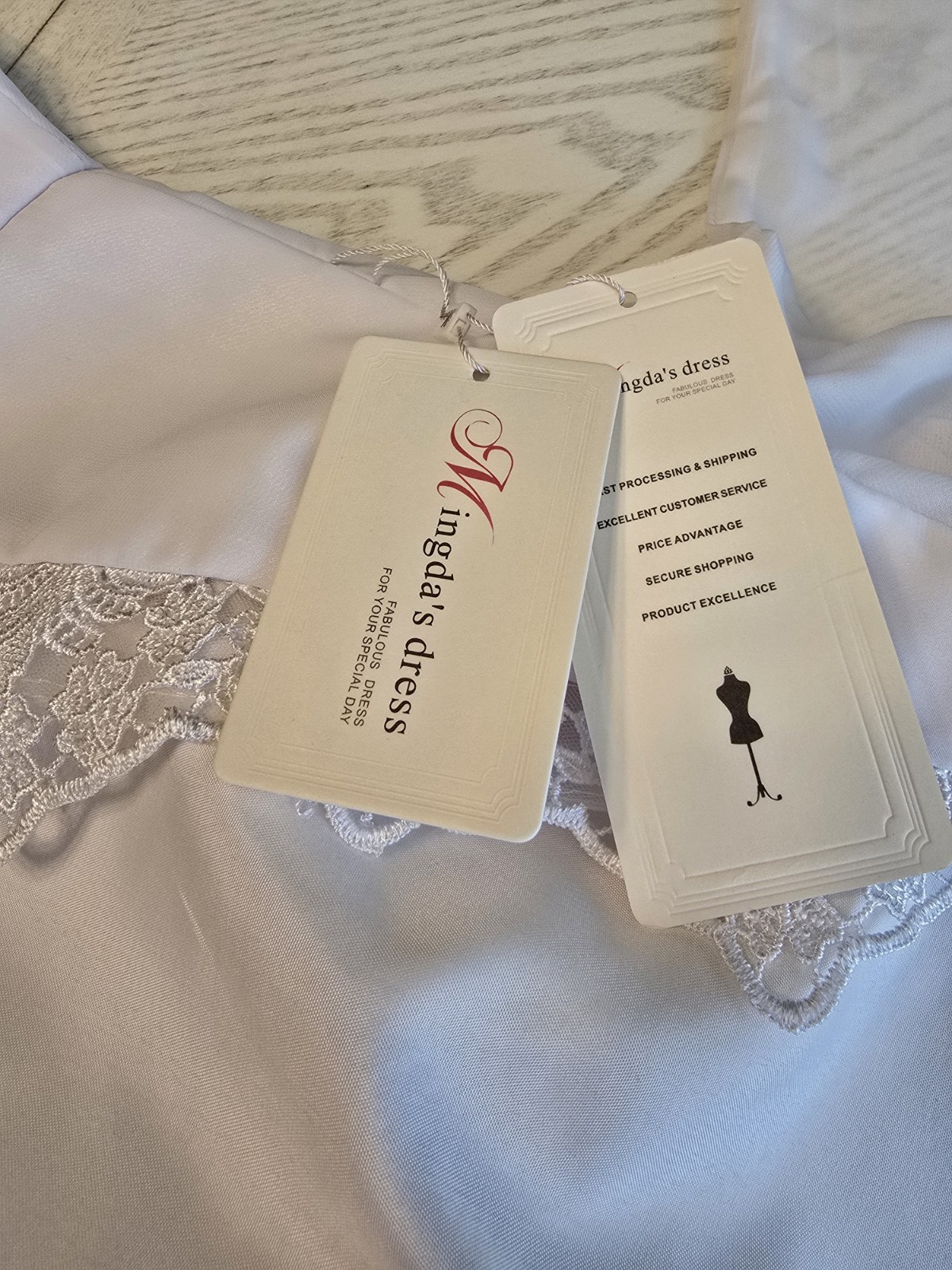 Bridal Dress Wedding Brand Is Mingdas Dress White**Size Measurements In Photos**
