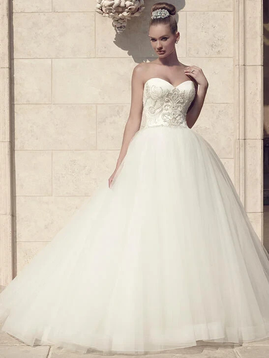 Casablanca Bridal Ivory Silver Embellished Strapless Wedding Gown Size 12 $1800