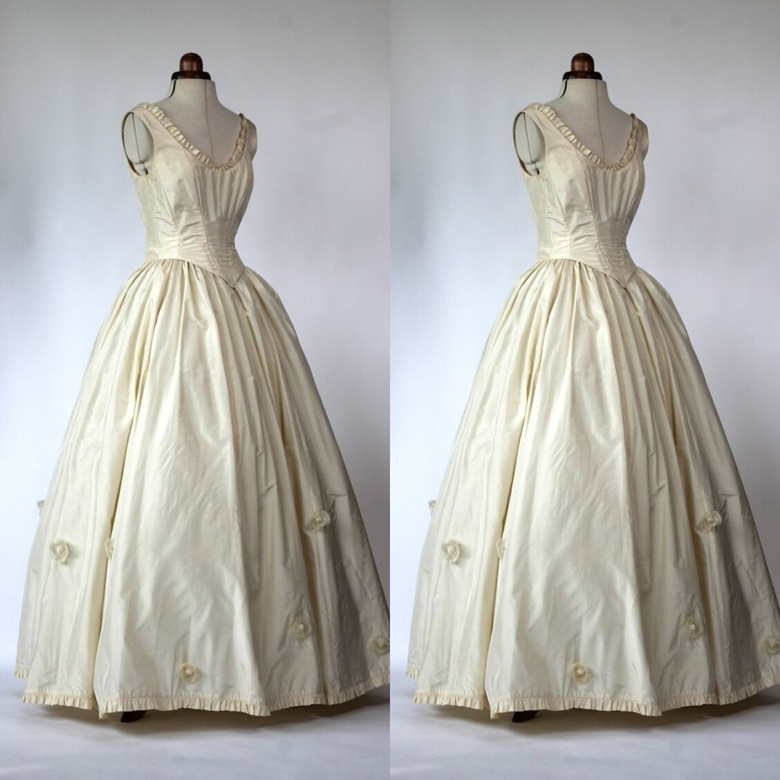 Victorian Wedding Dresses Vintage Sleeveless Champagne 1950s Bridal Ball Gowns