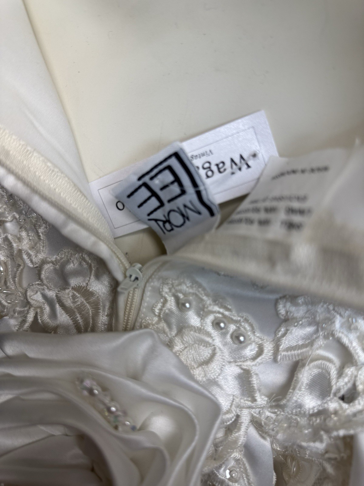 Mori Lee Halter Wedding Dress Size 10 Cream Bustle With Long Train Vintage