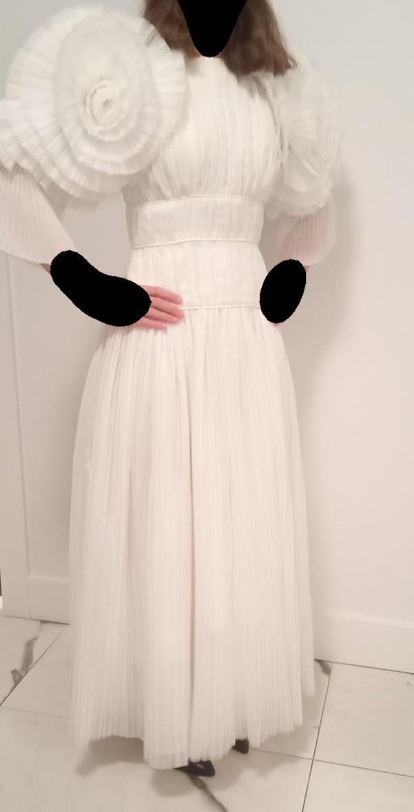 Aje White Gown Wedding Dress S Midi Maxi Women Ruffled Flower Sleeves