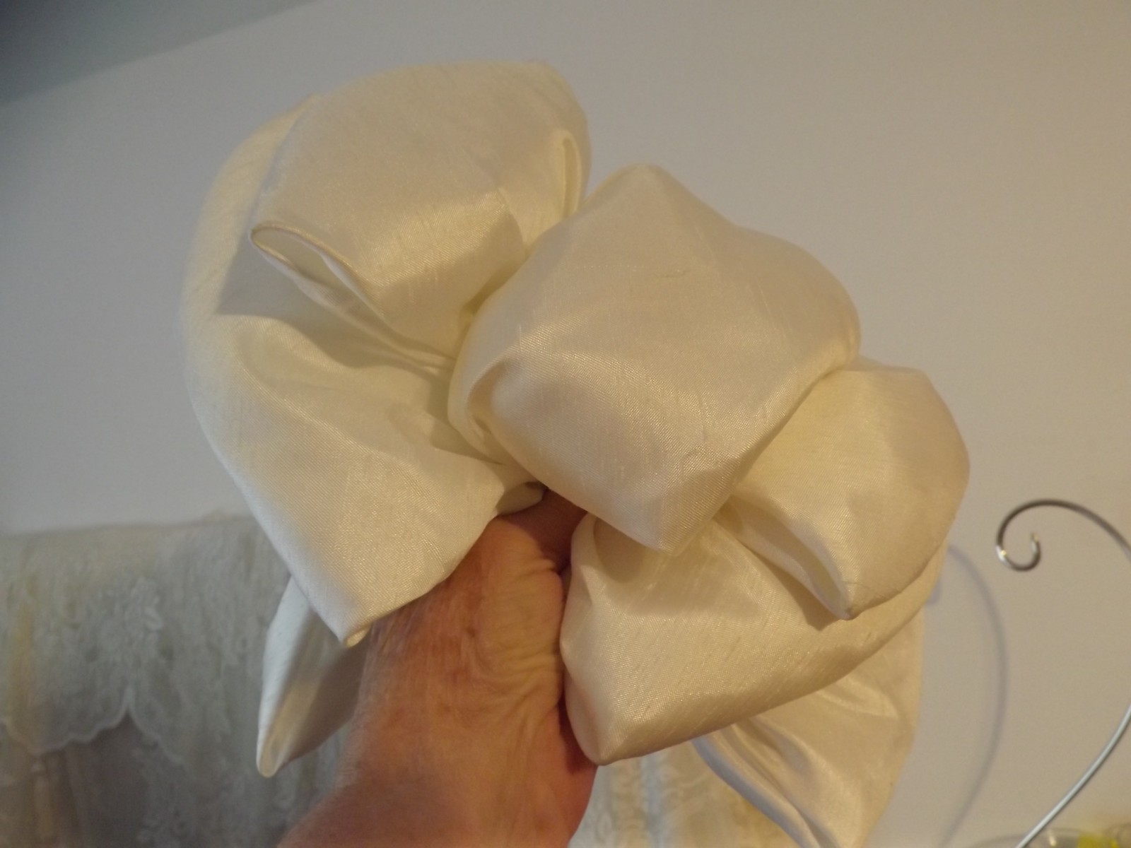 WHITE SATIN BRIDAL BOW FOR WEDDING DRESS / FLOWER GIRL puffy layered