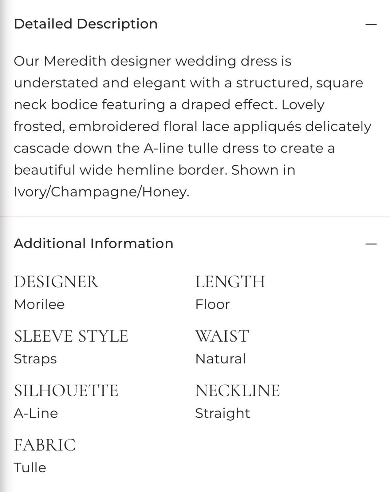 Meredith by Morilee A-Line Ivory Wedding Dress Size 8 #2533