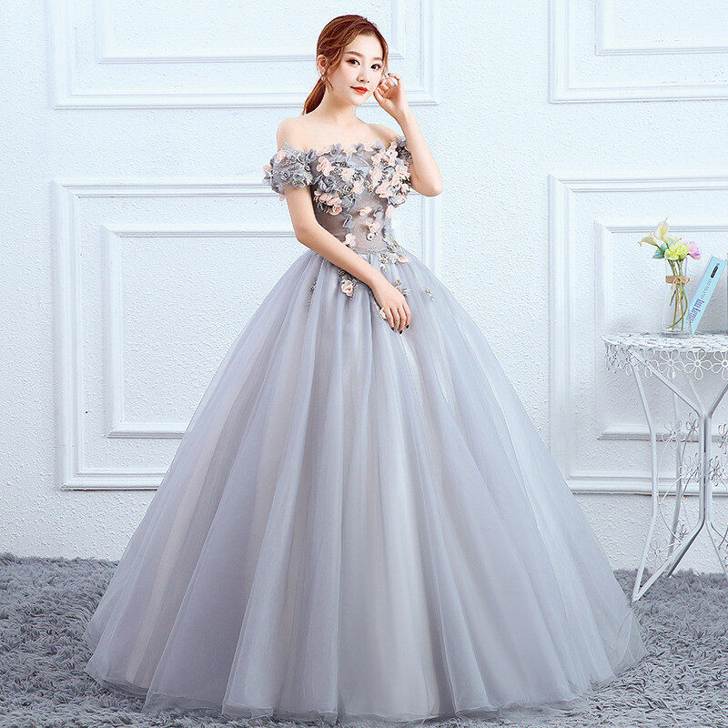 Women Bridal Wedding Dress Formal Full Length Lace Princess Female Dress