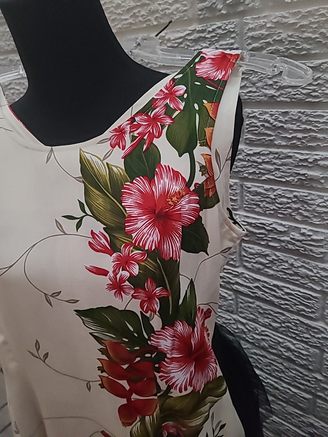 Jade Fashions Hawaiian Cream Hibiscus Dress S Resort Wear Super!