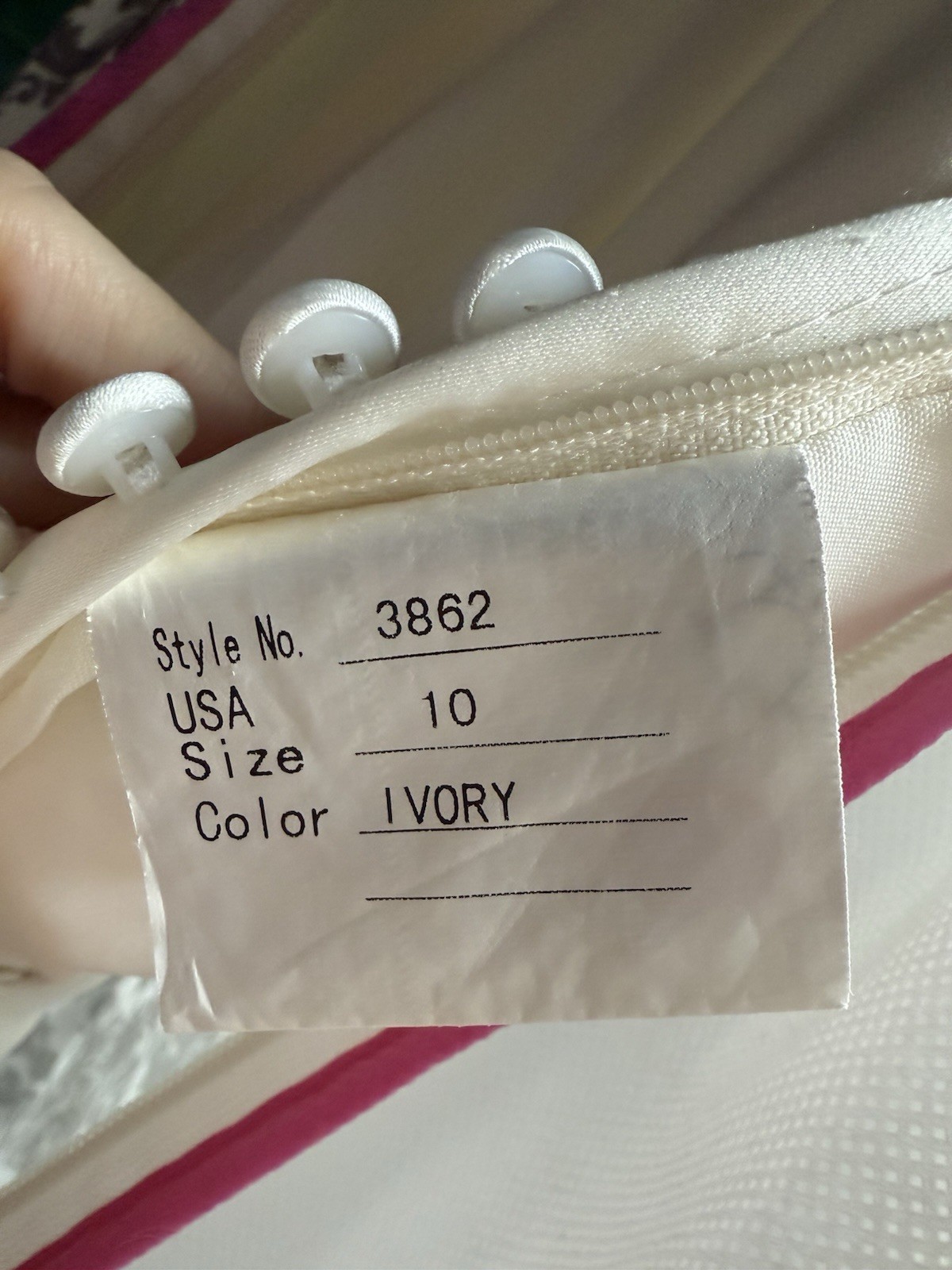 Sincerity 3862 Size 10 Ivory Satin Lace Sleeveless V-Neck Fit & Flare Dress