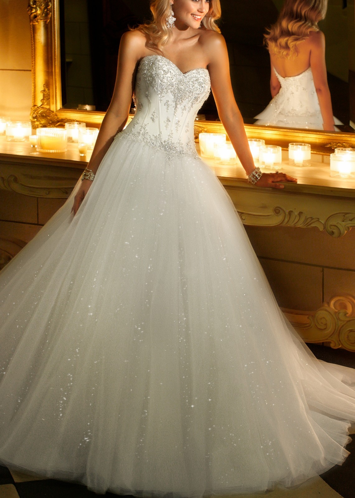2026 shiny corset ball gown wedding dress wedding dress 32-60 lace-up ivory