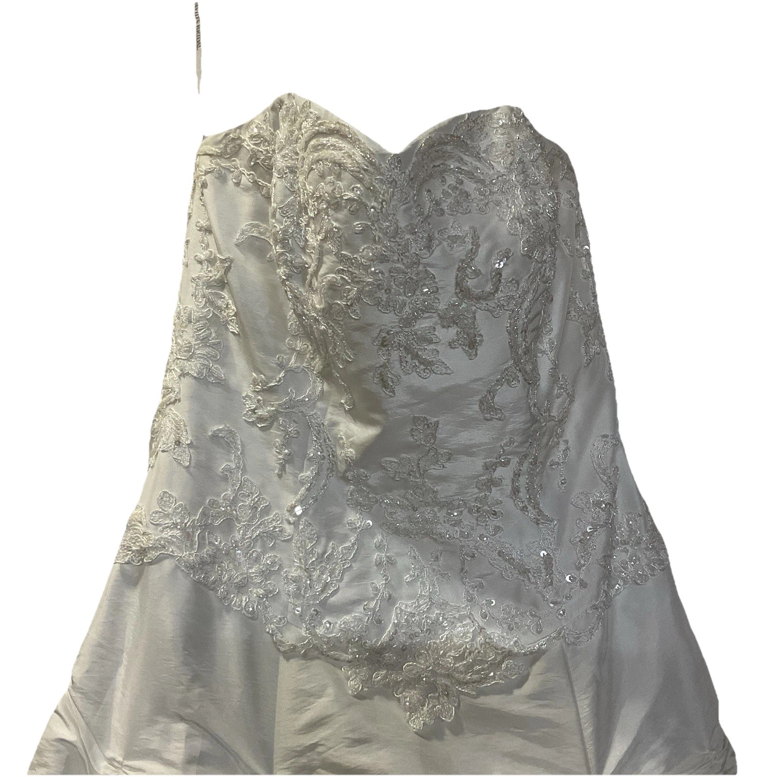 David’s Bridal T9252 Wedding Dress Strapless Pick-Up Ball Gown White Size 10