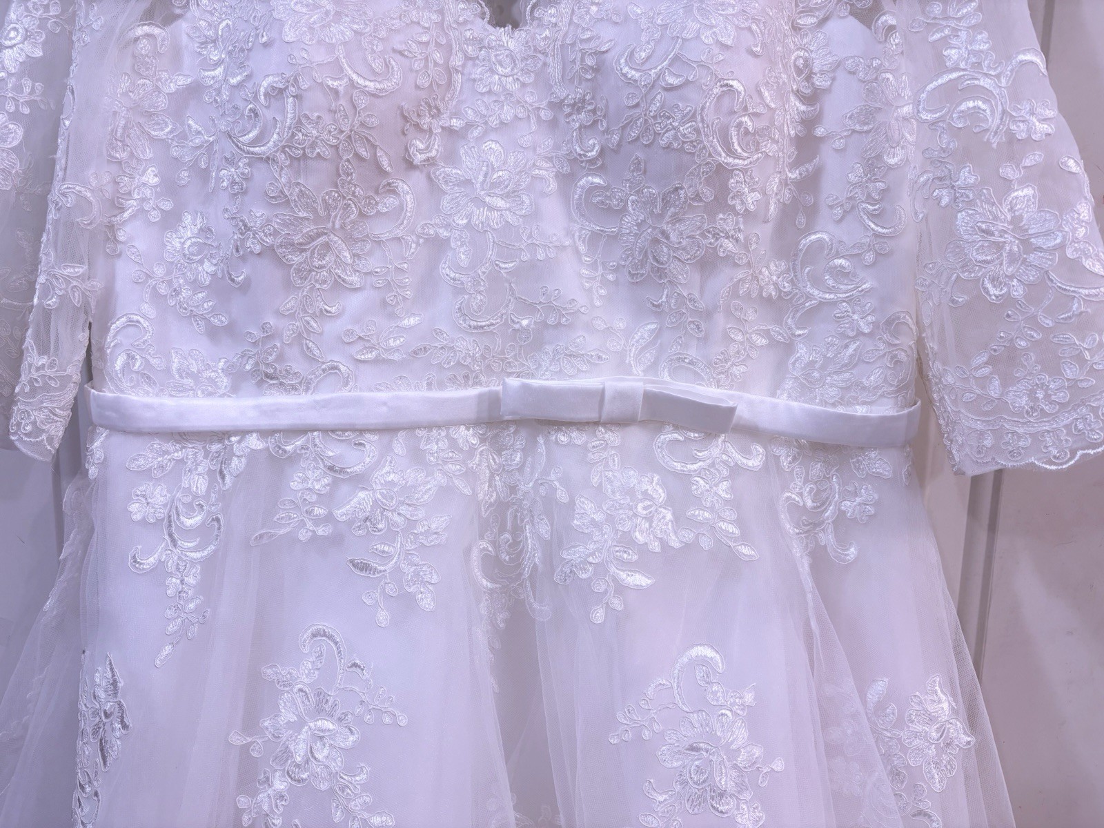 JJ’s House White Scoop Neck Tulle Lace Short Wedding Dress Custom Size 14