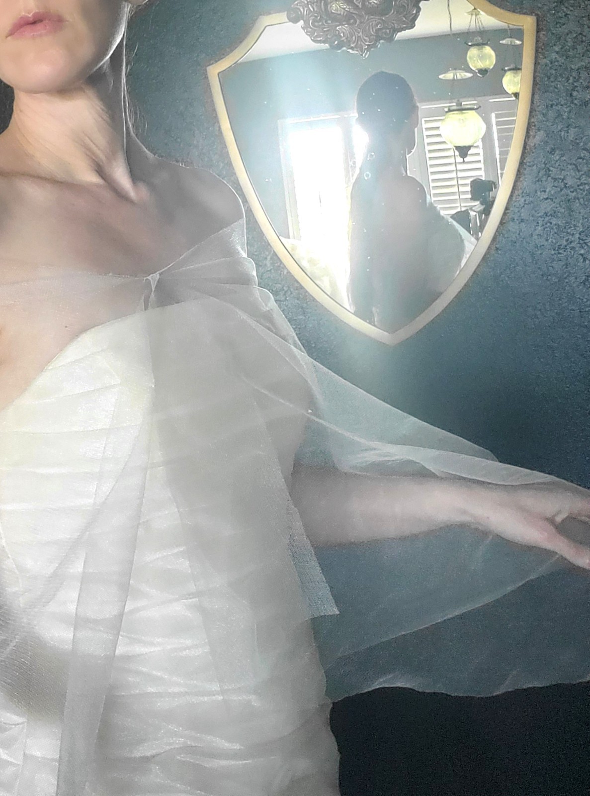 Champagne Wedding Dress Gown Corset Tulip Mermaid Trumpet Ruffles Tulle OOAK