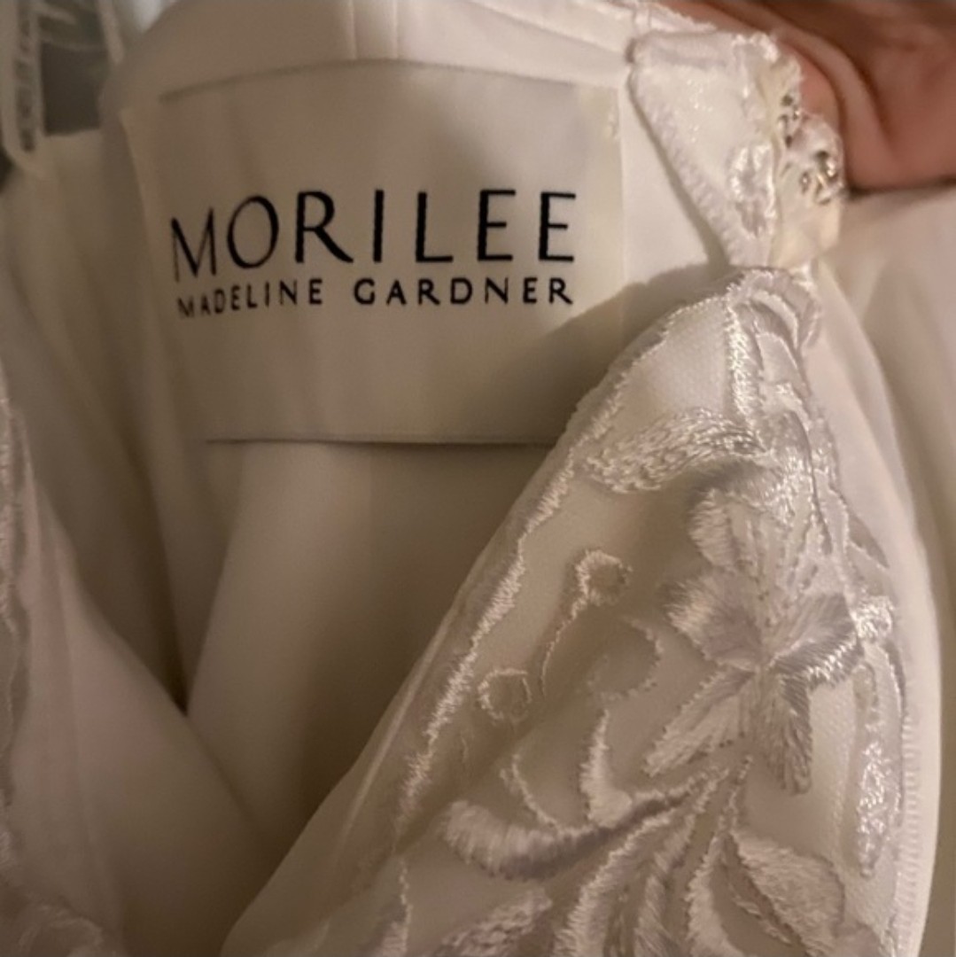 Morilee Madeline Gardner Ivory Off-Shoulder Sweetheart Lace A-Line Boho Gown