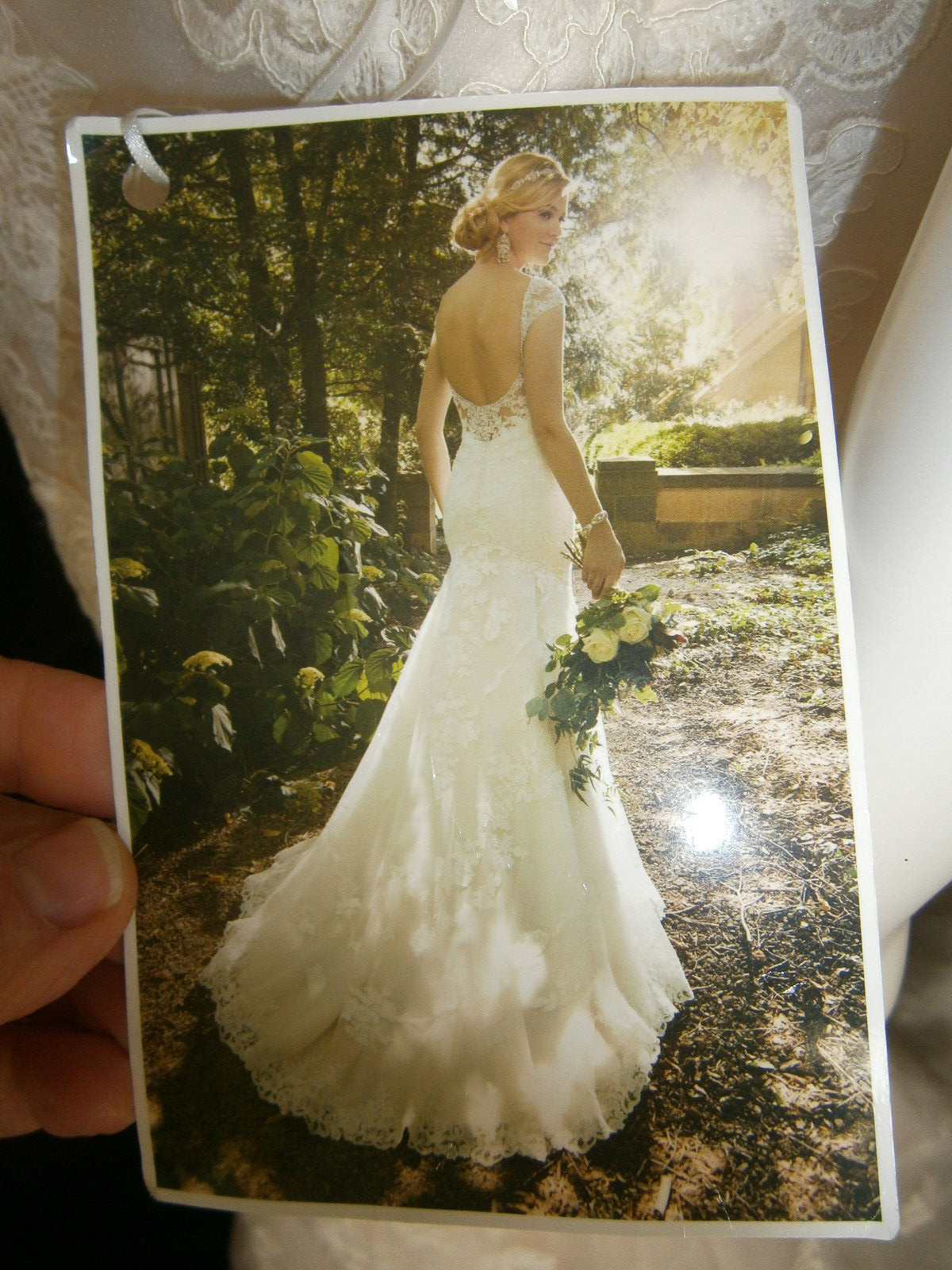 Essense of Australia D2002 Wedding Dress 12 Ivory Blush llusion Sparkle Sequins