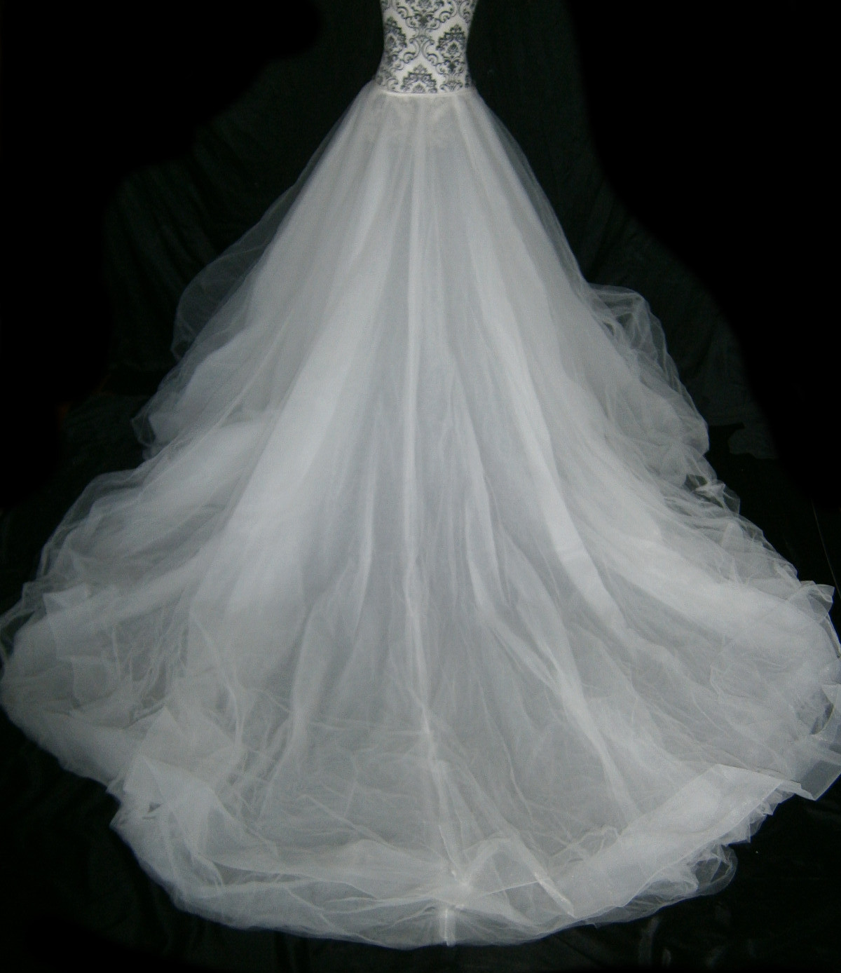 Wedding Dress Train Overskirt 10 Ivory Tulle 10 Layers Horsehair Trim Bow USA
