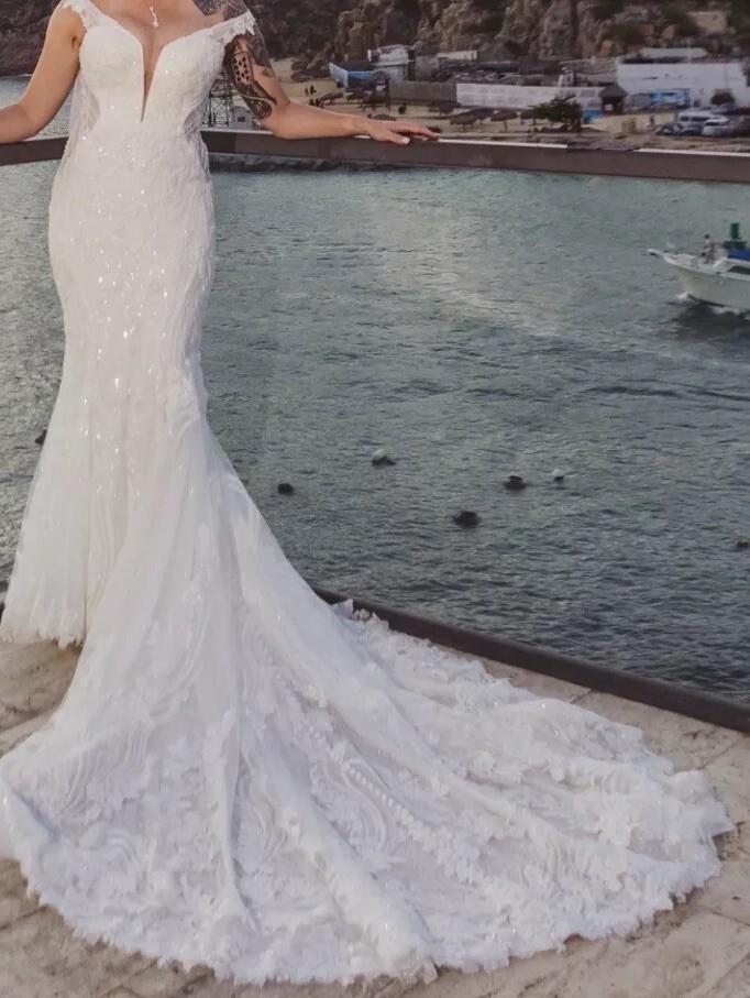 Martina Liana Design 1338. Size 8. Sleeves Altered To Wear Off The shoulder