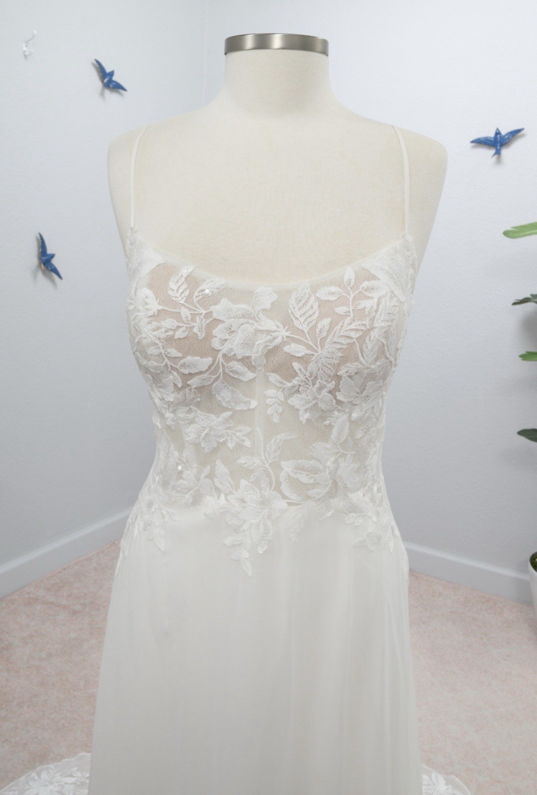 Oxford Street PA1348 Size 12- Lace Sleeveless Sheath Wedding Dress with Train