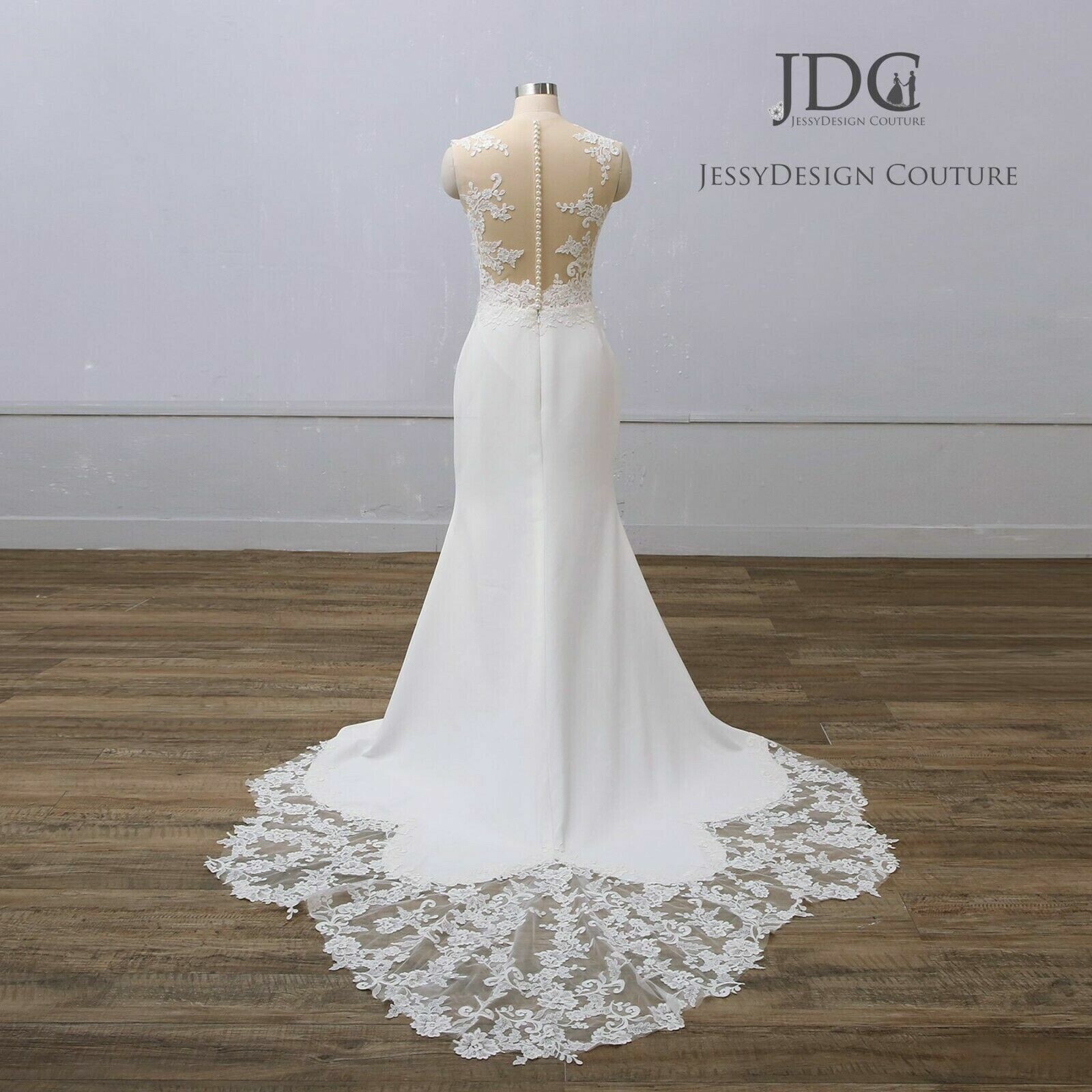 Summer Ivory Nude Wedding Dress Bridal Gown Custom made Tattoo Buttons New