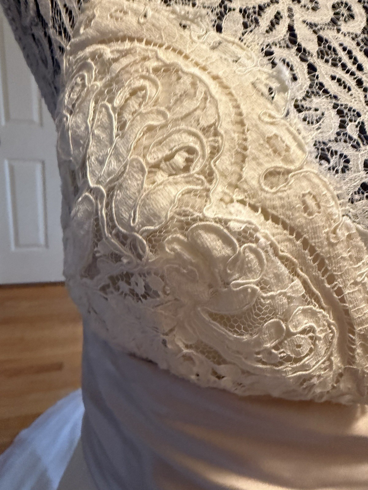 AMSALE Bali S (4) Ivory A-Line Organza Silk Lace Bralette Wedding Dress