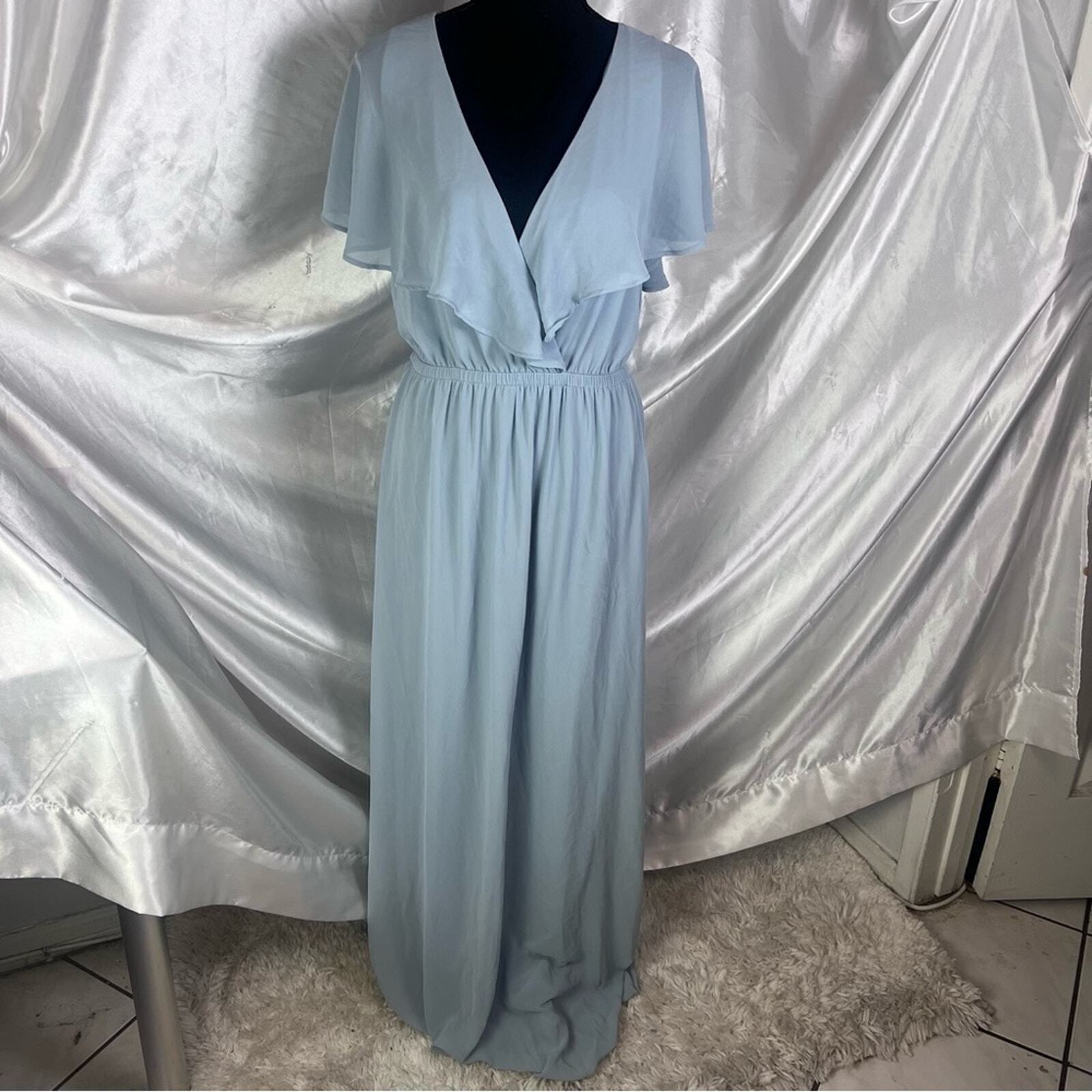 Show Me Your Mumu Blue Chiffon Sleeveless Maxi Dress Medium