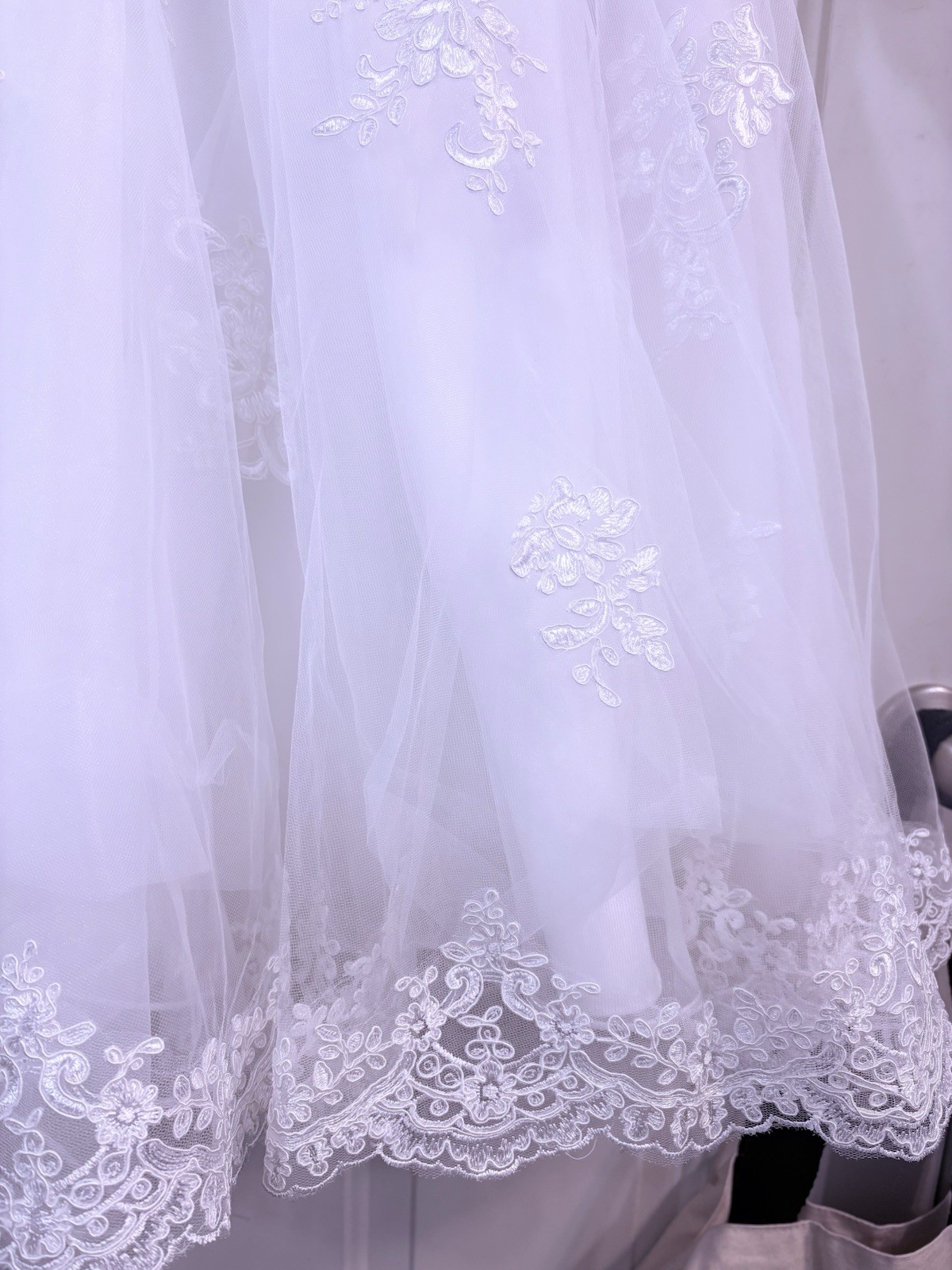 JJ’s House White Scoop Neck Tulle Lace Short Wedding Dress Custom Size 14