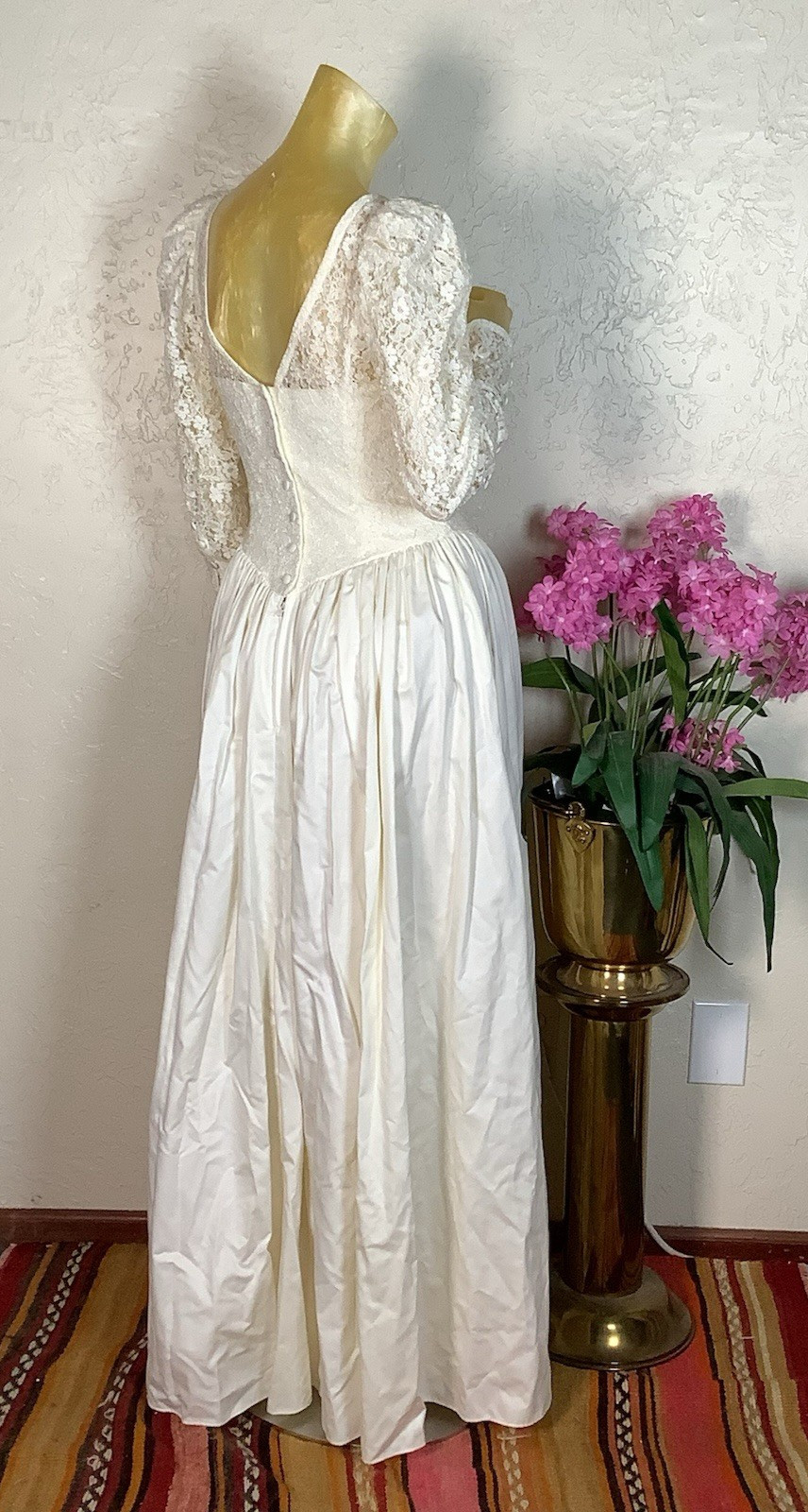 MINT Vintage 1992 Laura Ashley Cotton Sateen Wedding Dress with Veil & Catalog